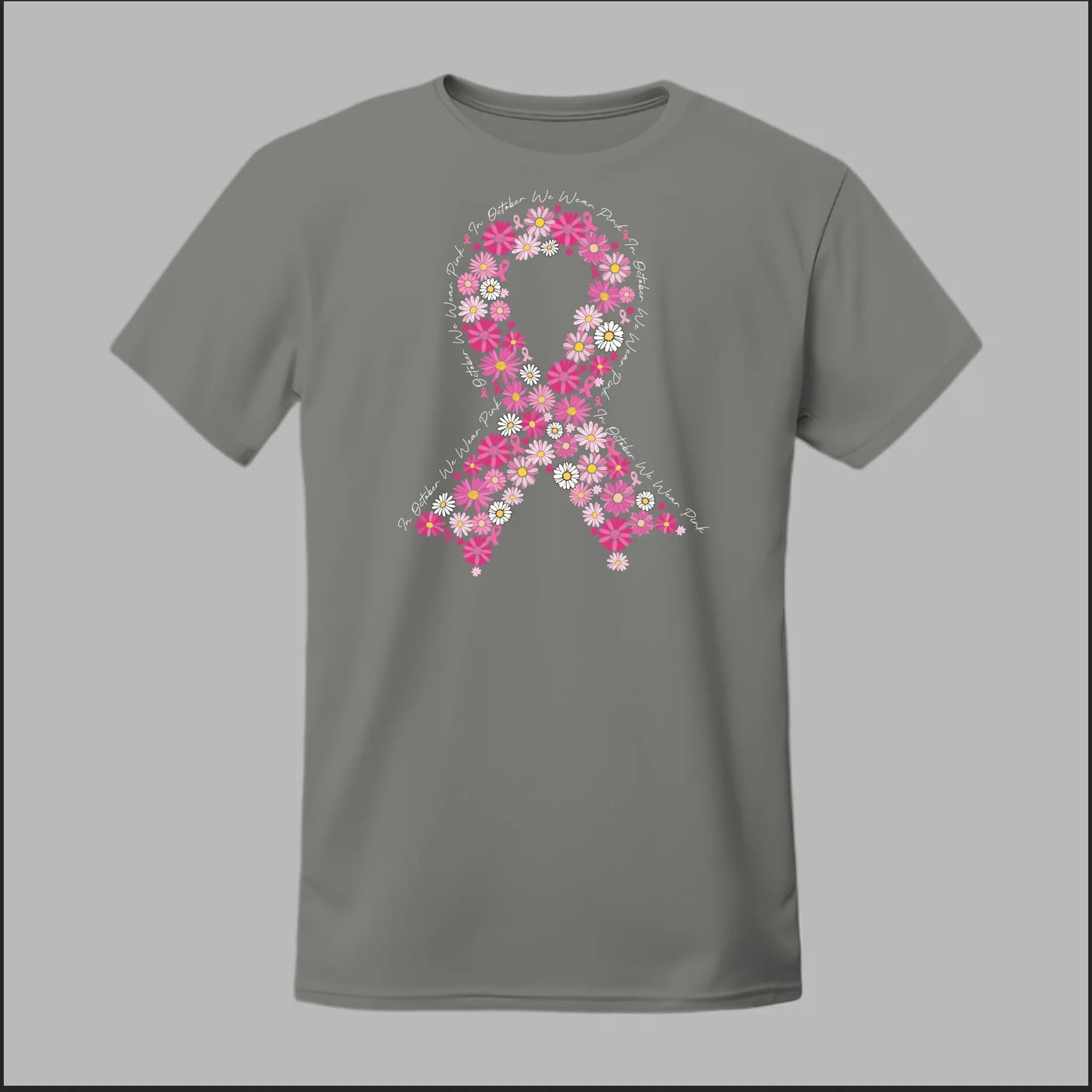 Floral Ribbon – In October We Wear Pink Tee