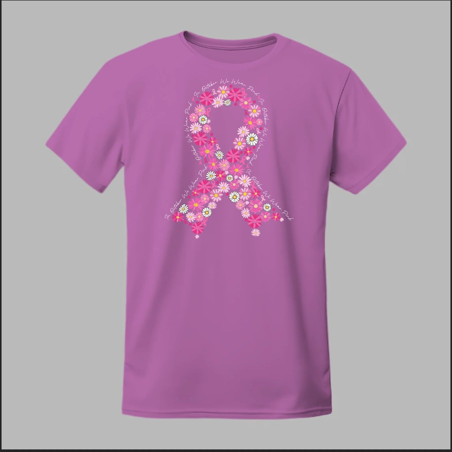 Floral Ribbon – In October We Wear Pink Tee