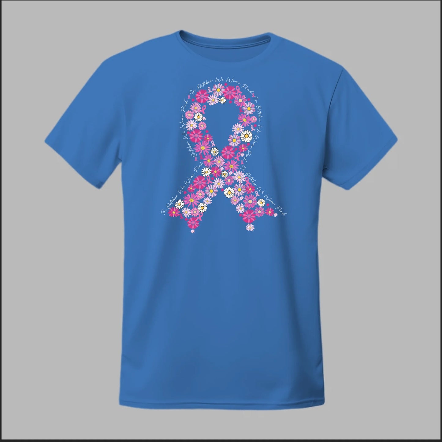 Floral Ribbon – In October We Wear Pink Tee