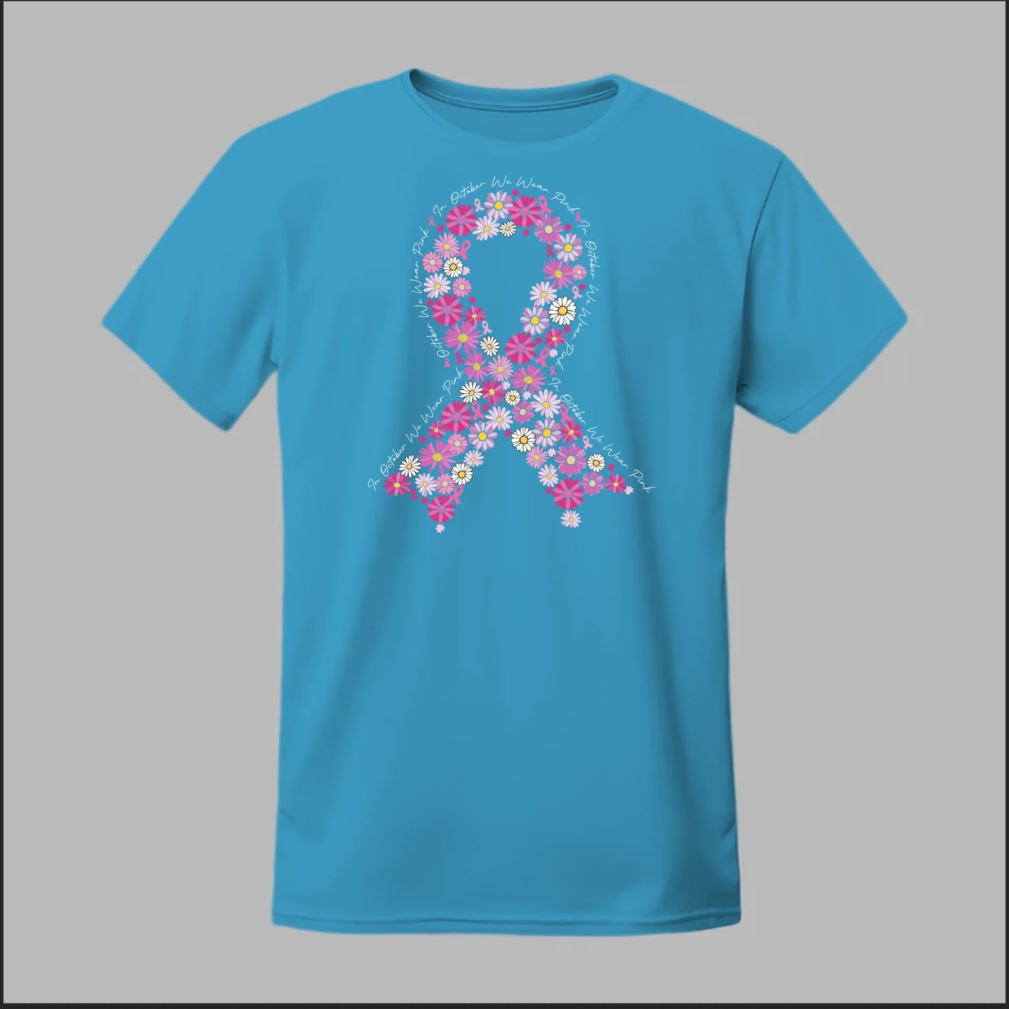 Floral Ribbon – In October We Wear Pink Tee