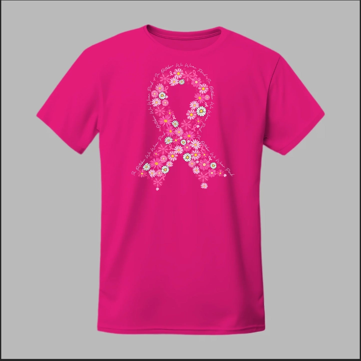 Floral Ribbon – In October We Wear Pink Tee