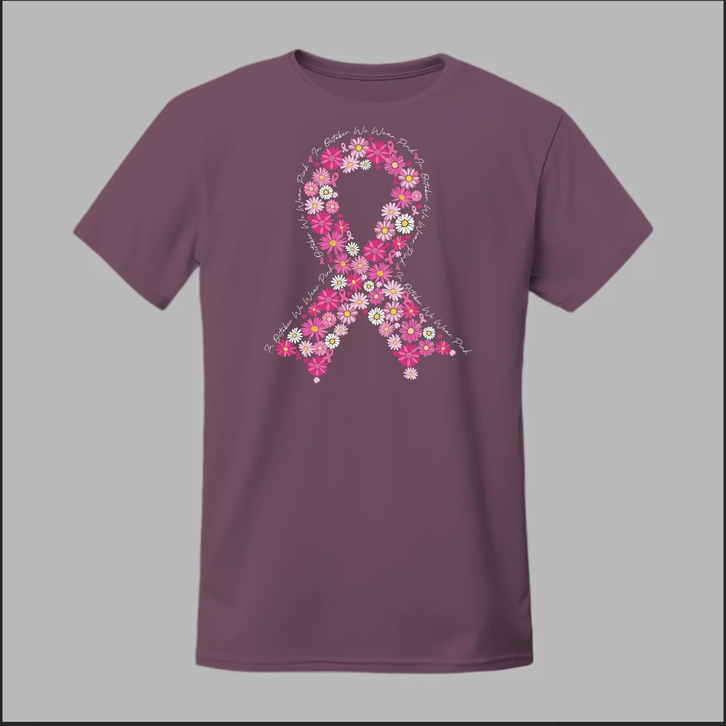 Floral Ribbon – In October We Wear Pink Tee