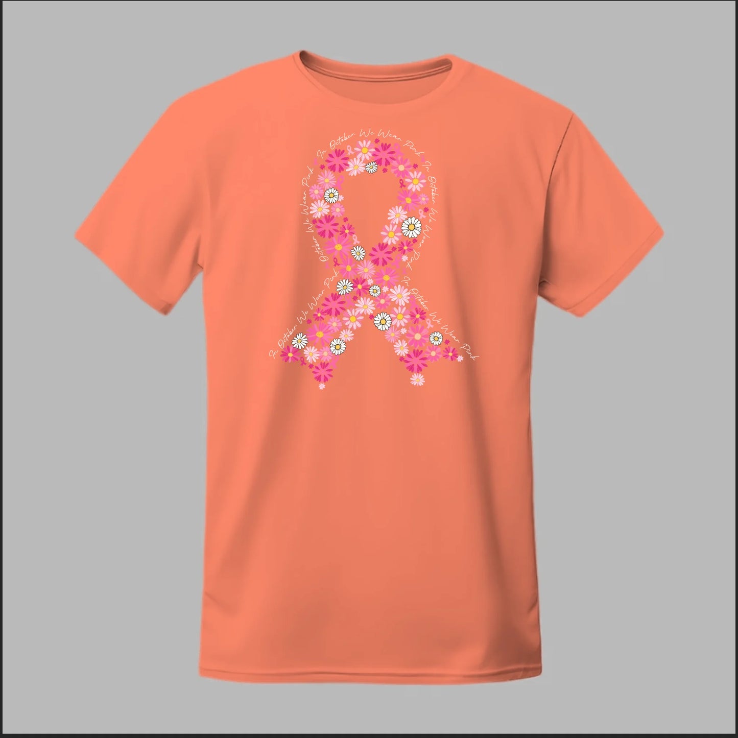 Floral Ribbon – In October We Wear Pink Tee