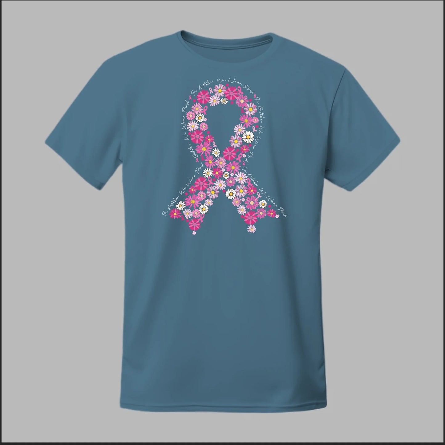 Floral Ribbon – In October We Wear Pink Tee