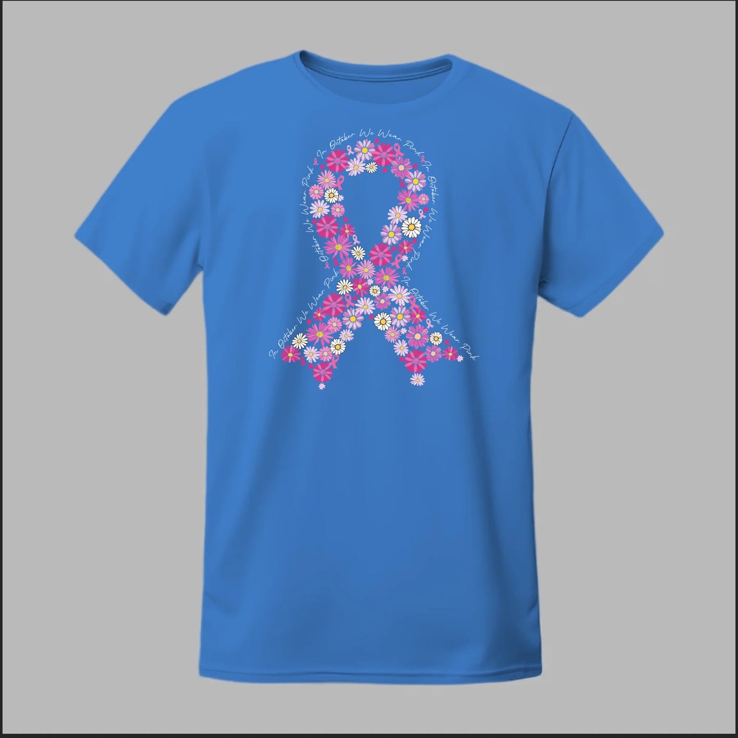 Floral Ribbon – In October We Wear Pink Tee
