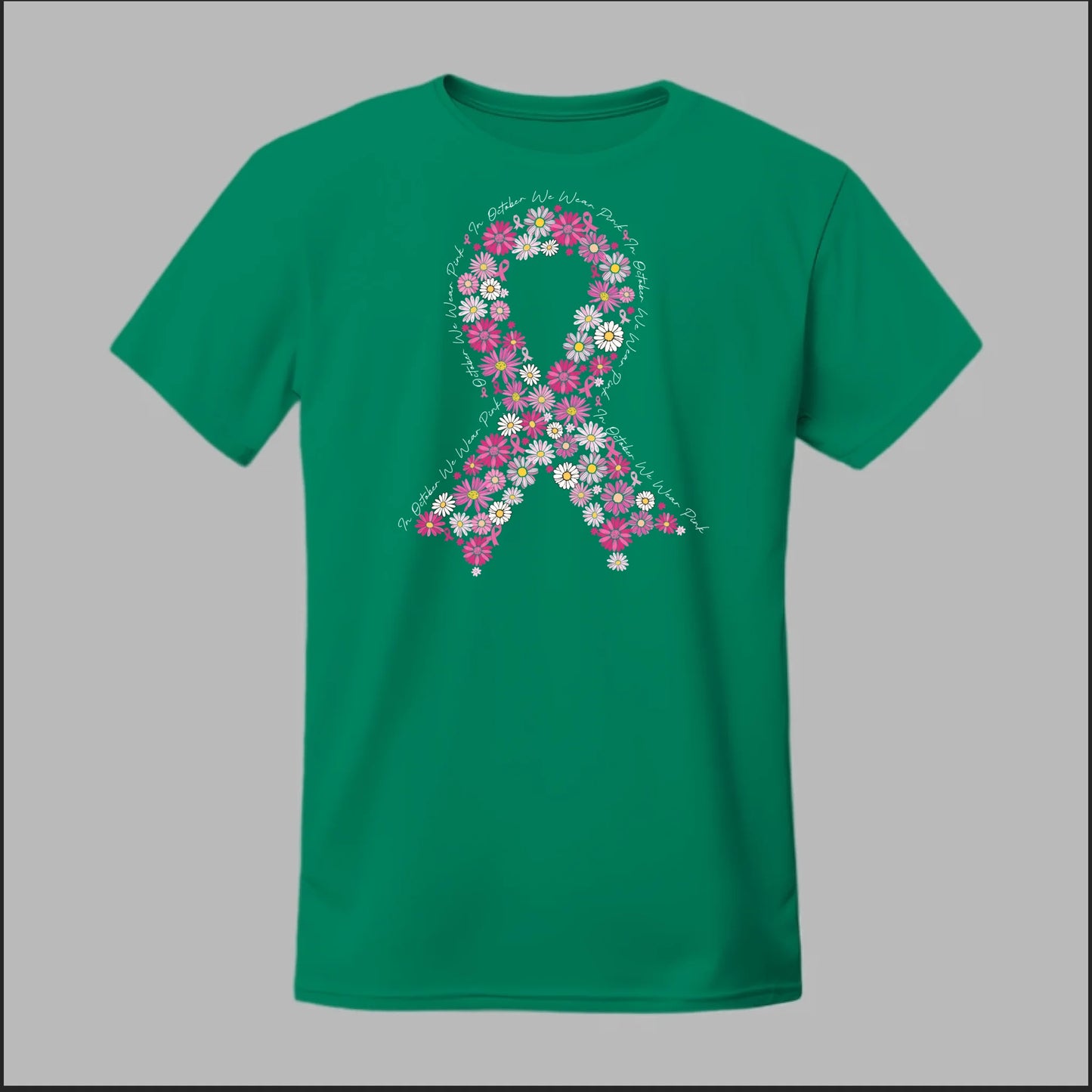 Floral Ribbon – In October We Wear Pink Tee