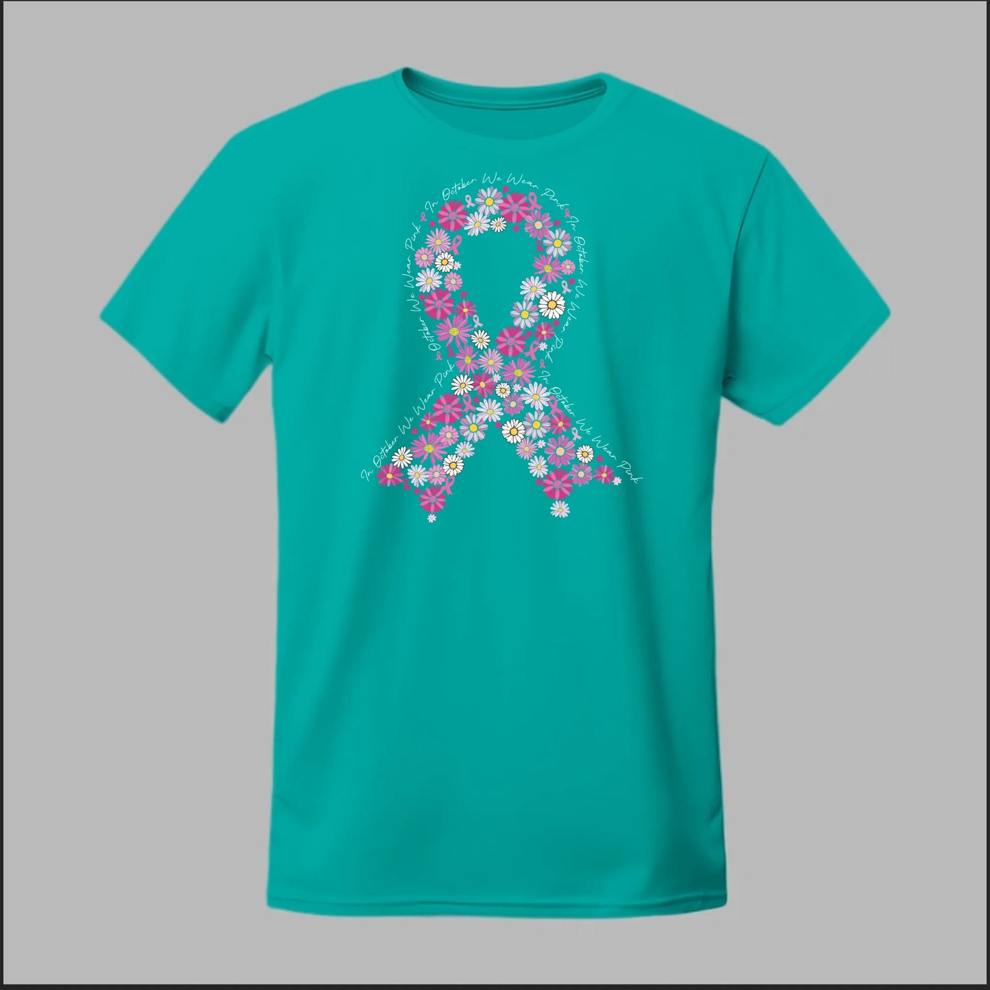 Floral Ribbon – In October We Wear Pink Tee