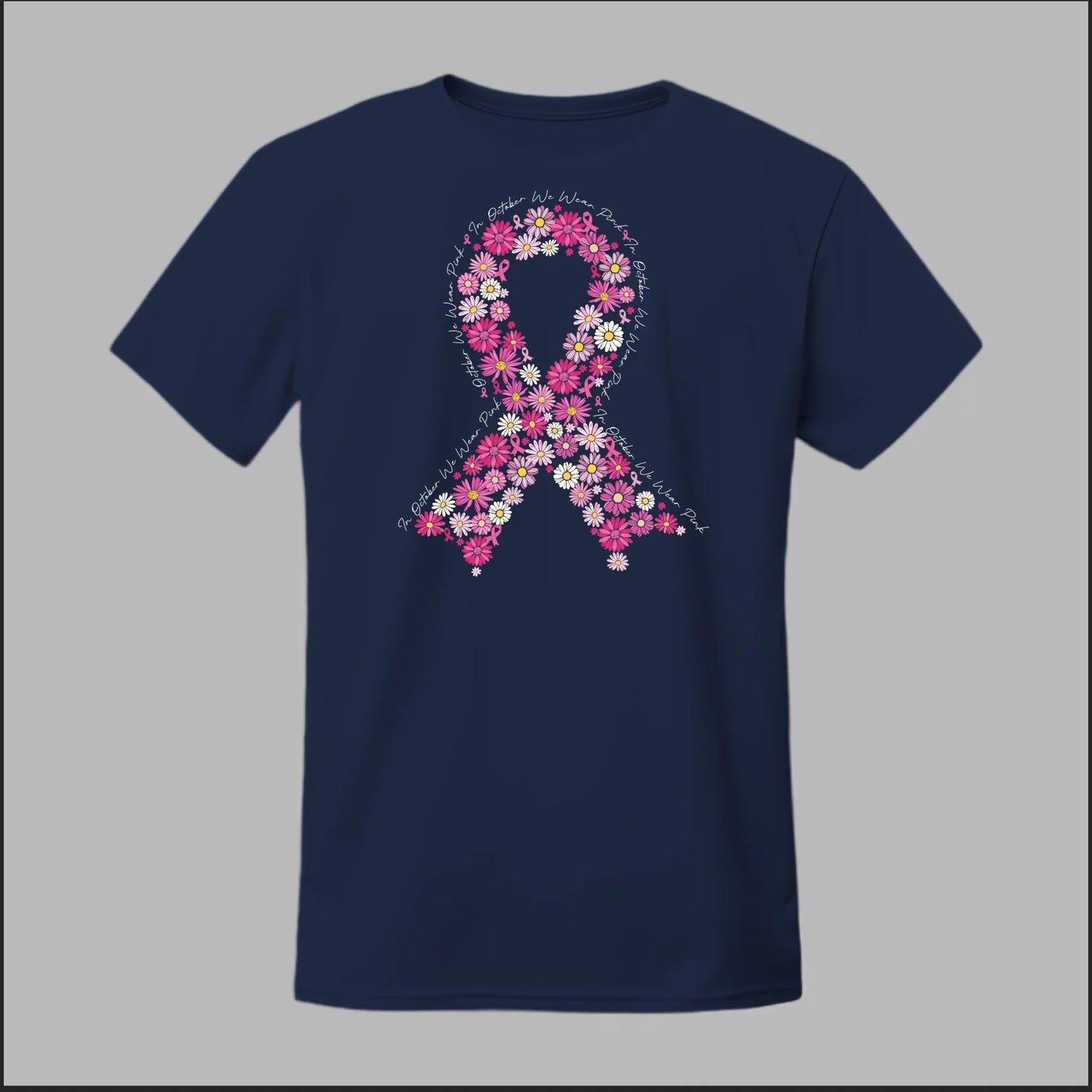 Floral Ribbon – In October We Wear Pink Tee