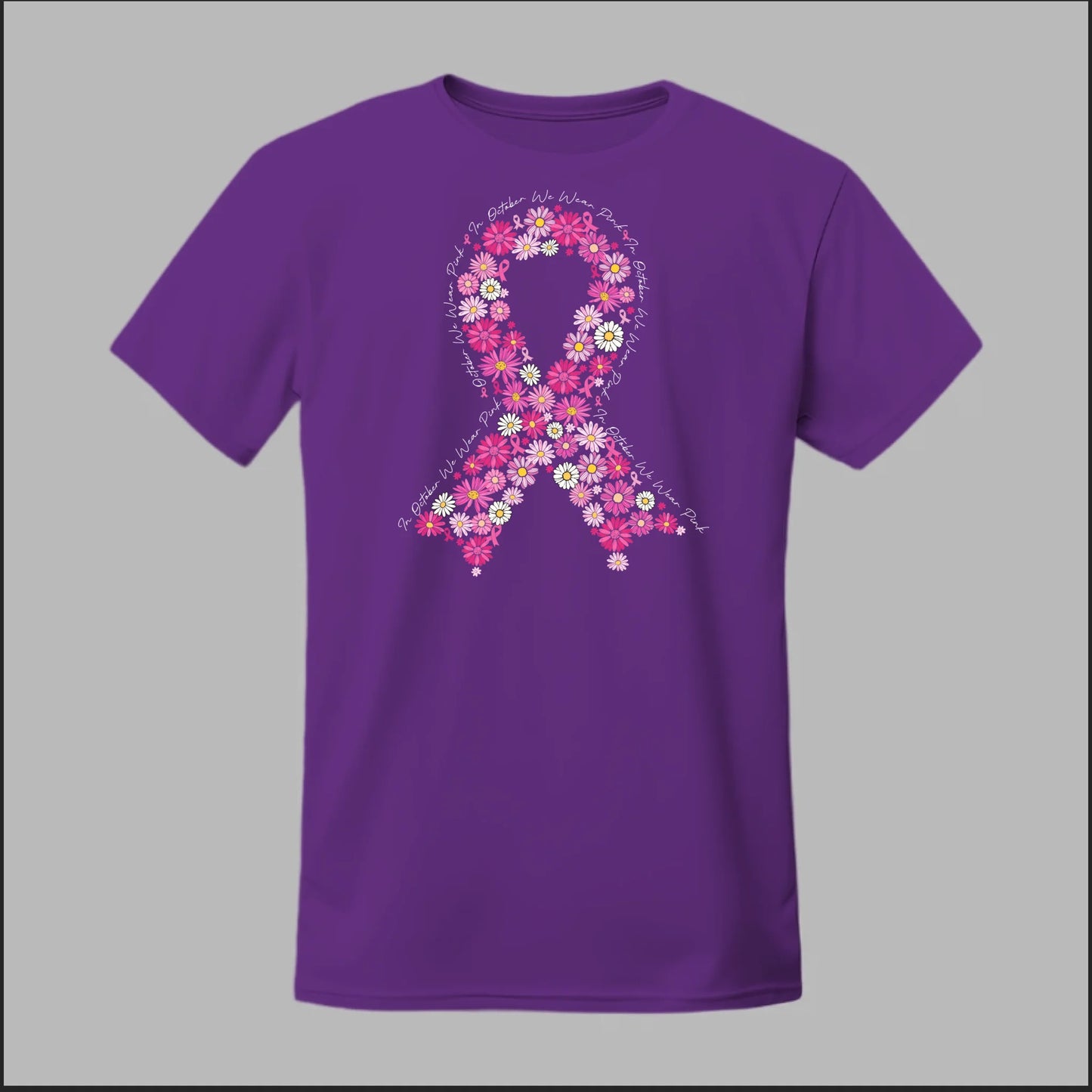 Floral Ribbon – In October We Wear Pink Tee