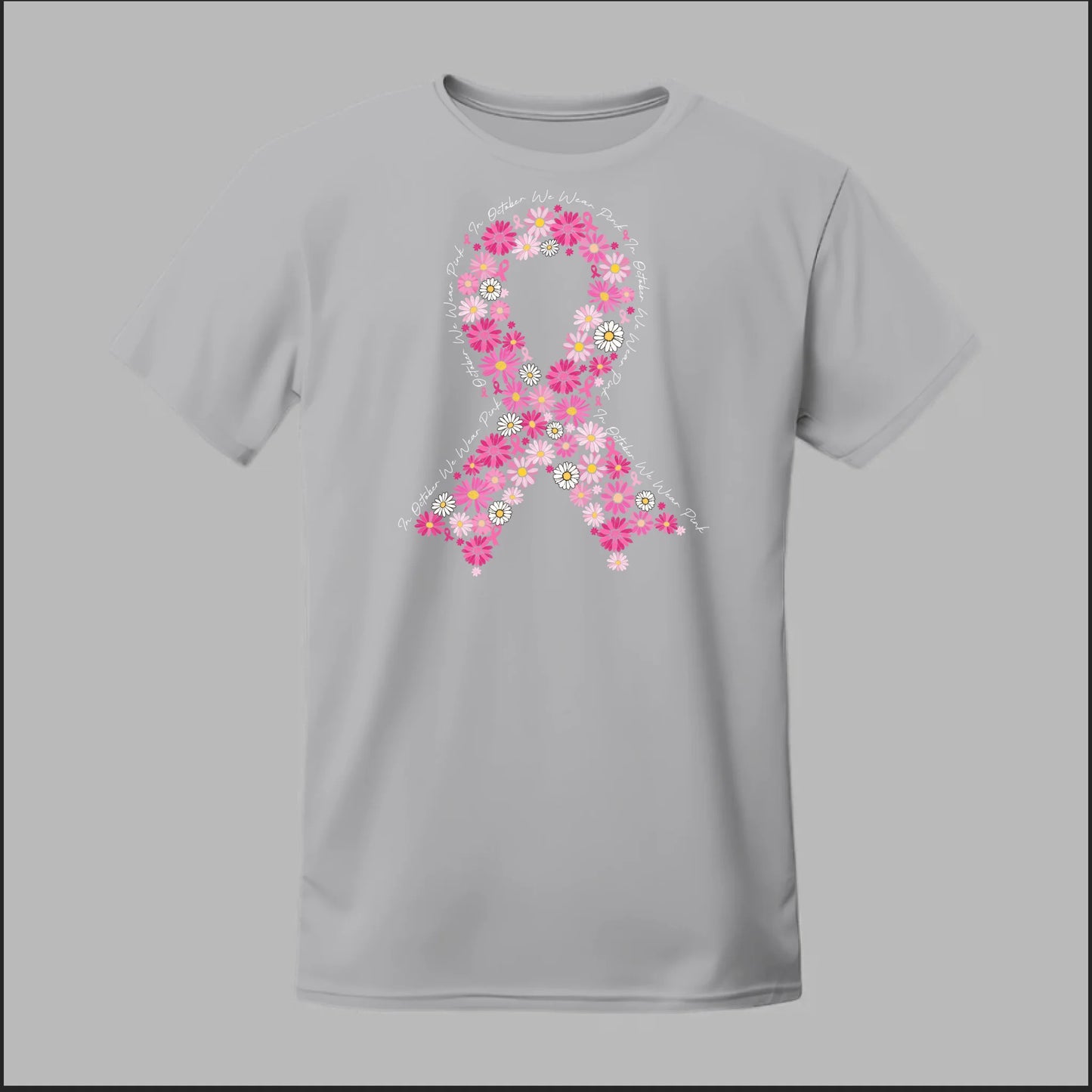 Floral Ribbon – In October We Wear Pink Tee
