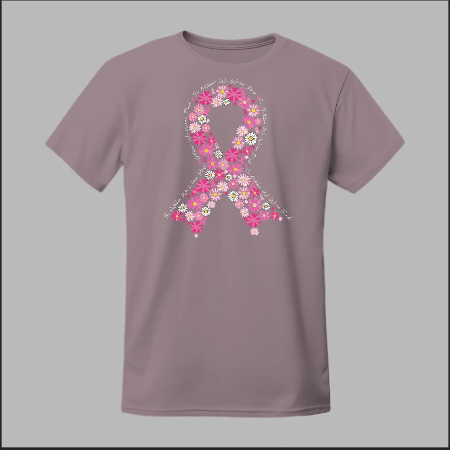 Floral Ribbon – In October We Wear Pink Tee