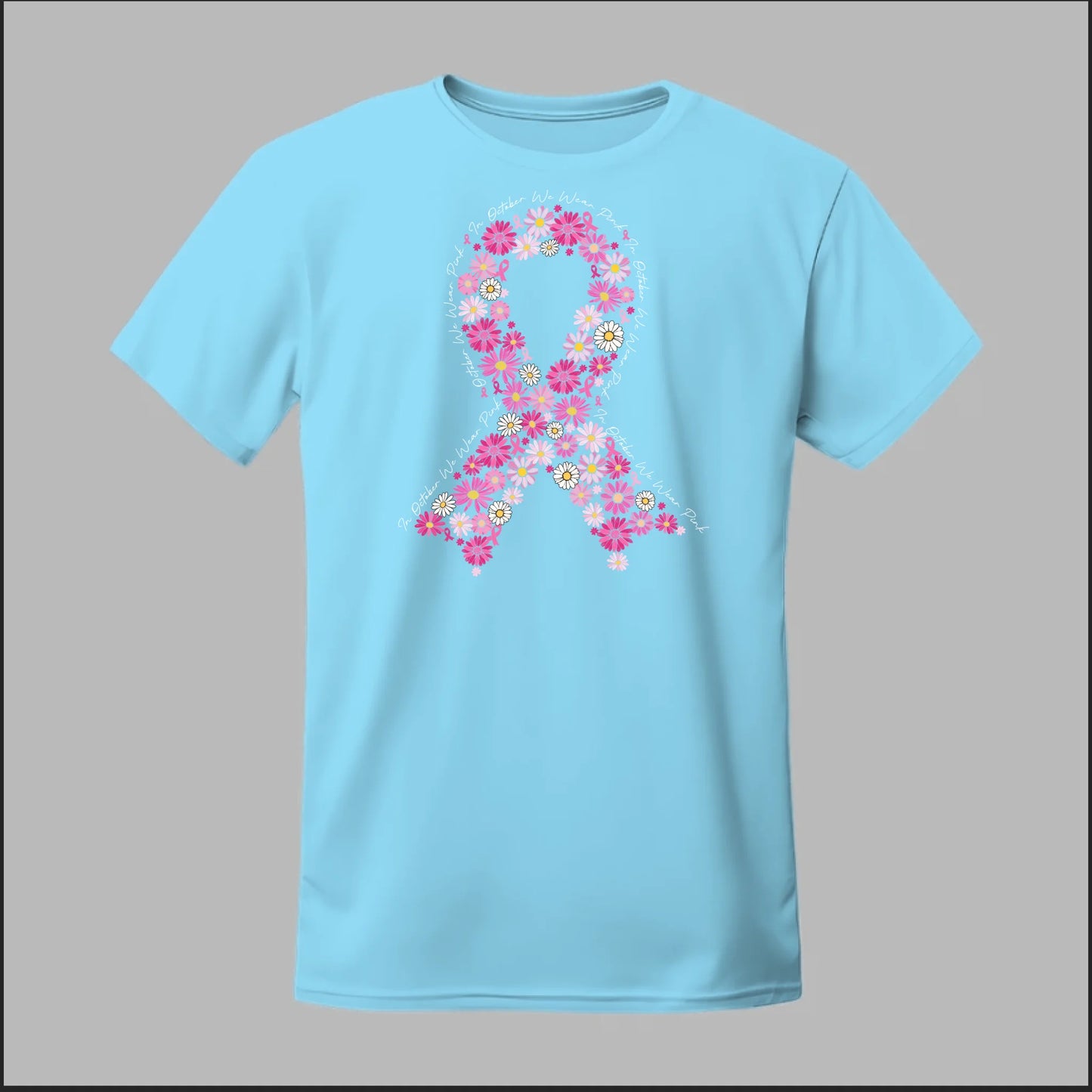 Floral Ribbon – In October We Wear Pink Tee
