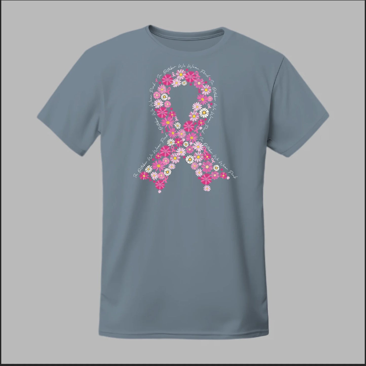 Floral Ribbon – In October We Wear Pink Tee
