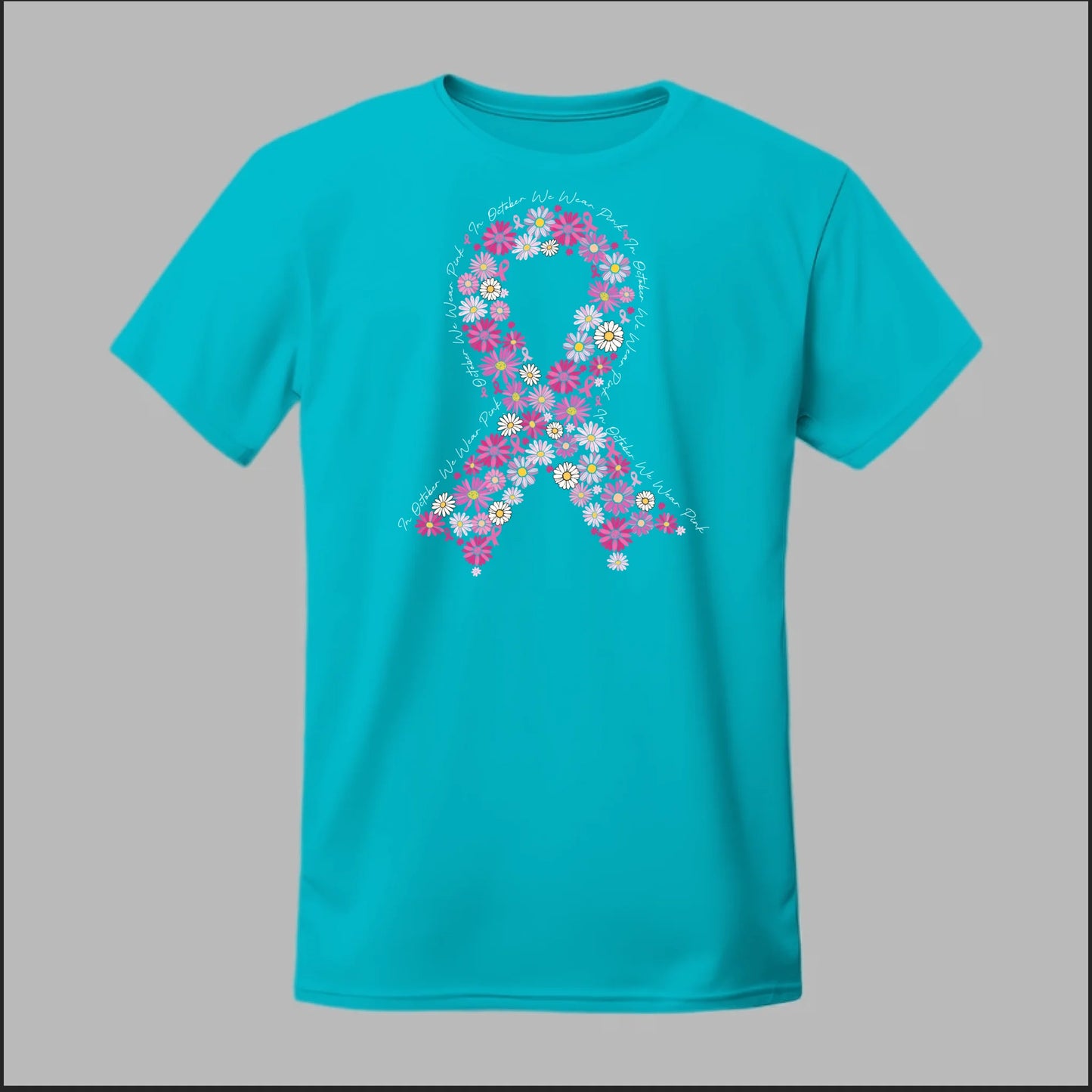 Floral Ribbon – In October We Wear Pink Tee