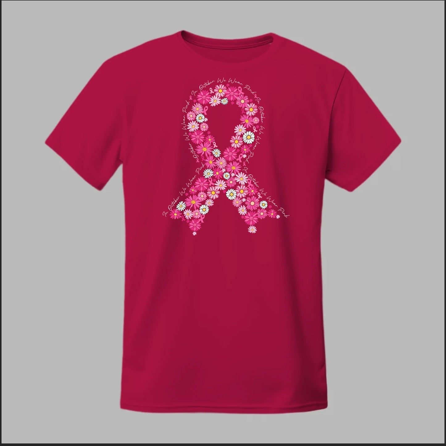 Floral Ribbon – In October We Wear Pink Tee