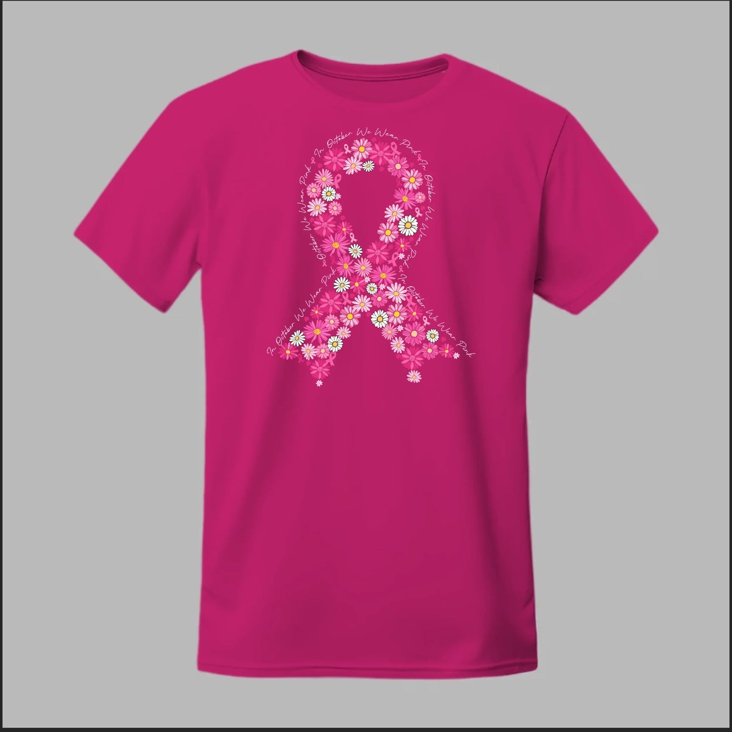 Floral Ribbon – In October We Wear Pink Tee