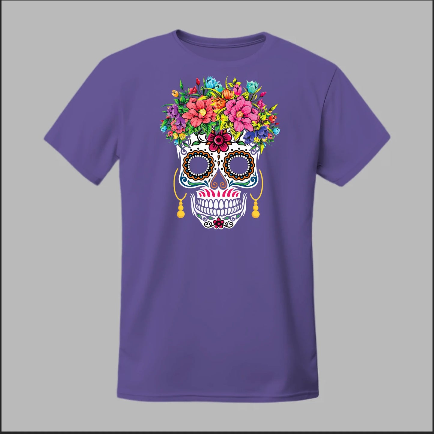 Día de los Muertos Sugar Skull Floral Crown Tee