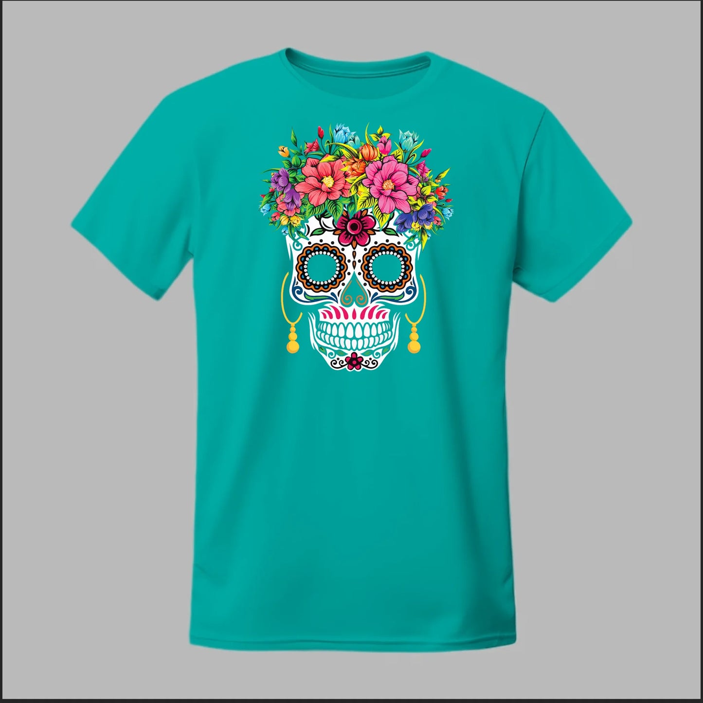 Día de los Muertos Sugar Skull Floral Crown Tee