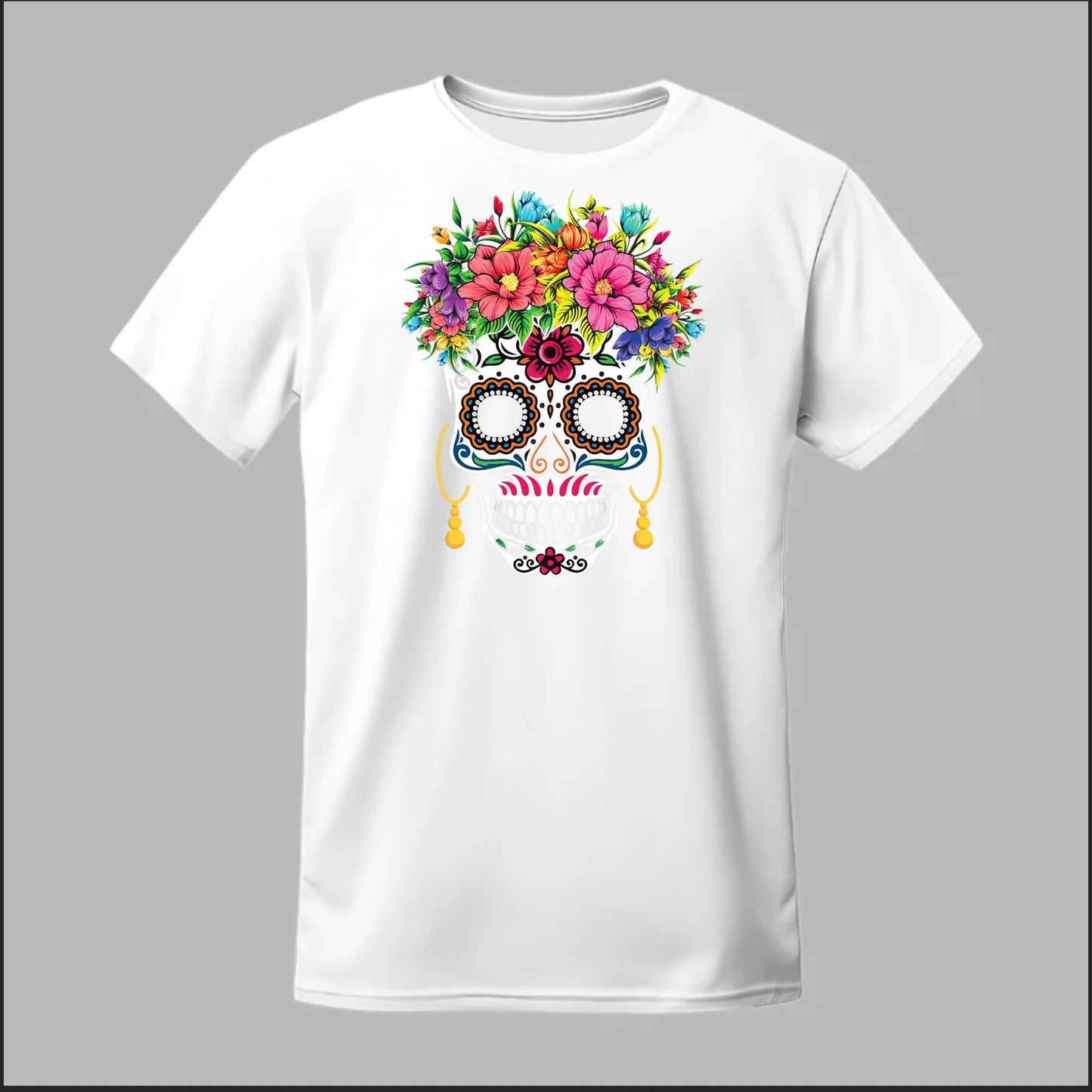 Día de los Muertos Sugar Skull Floral Crown Tee
