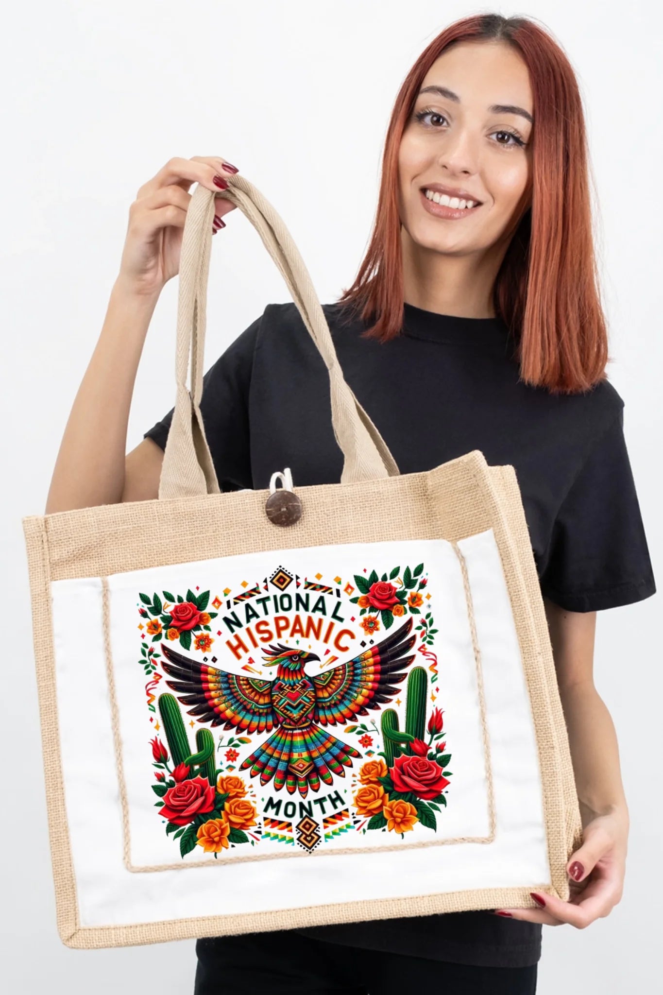 National Hispanic Heritage Month – Aztec Bird & Florals Tote Bag