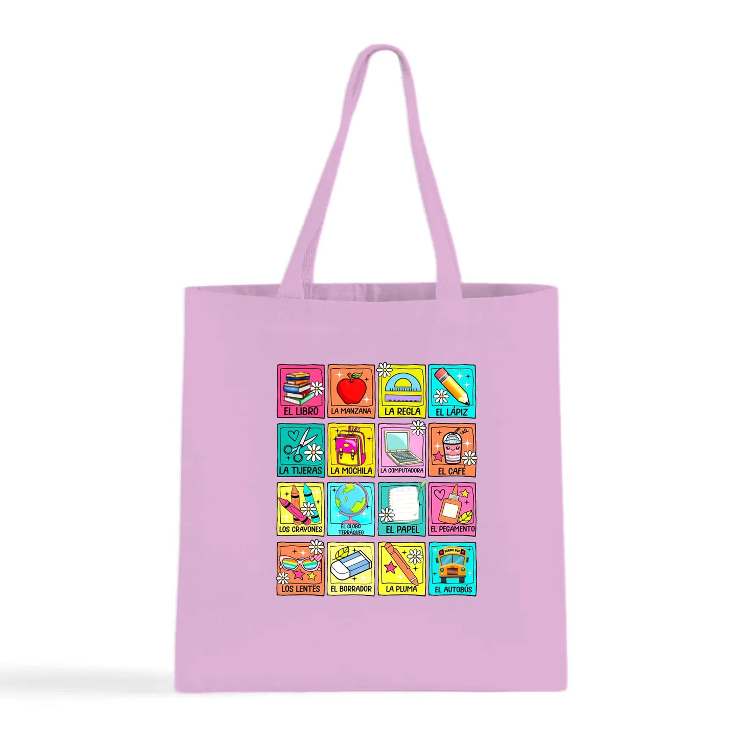 Spanish School Words – Colorful Bilingual Tote Bag