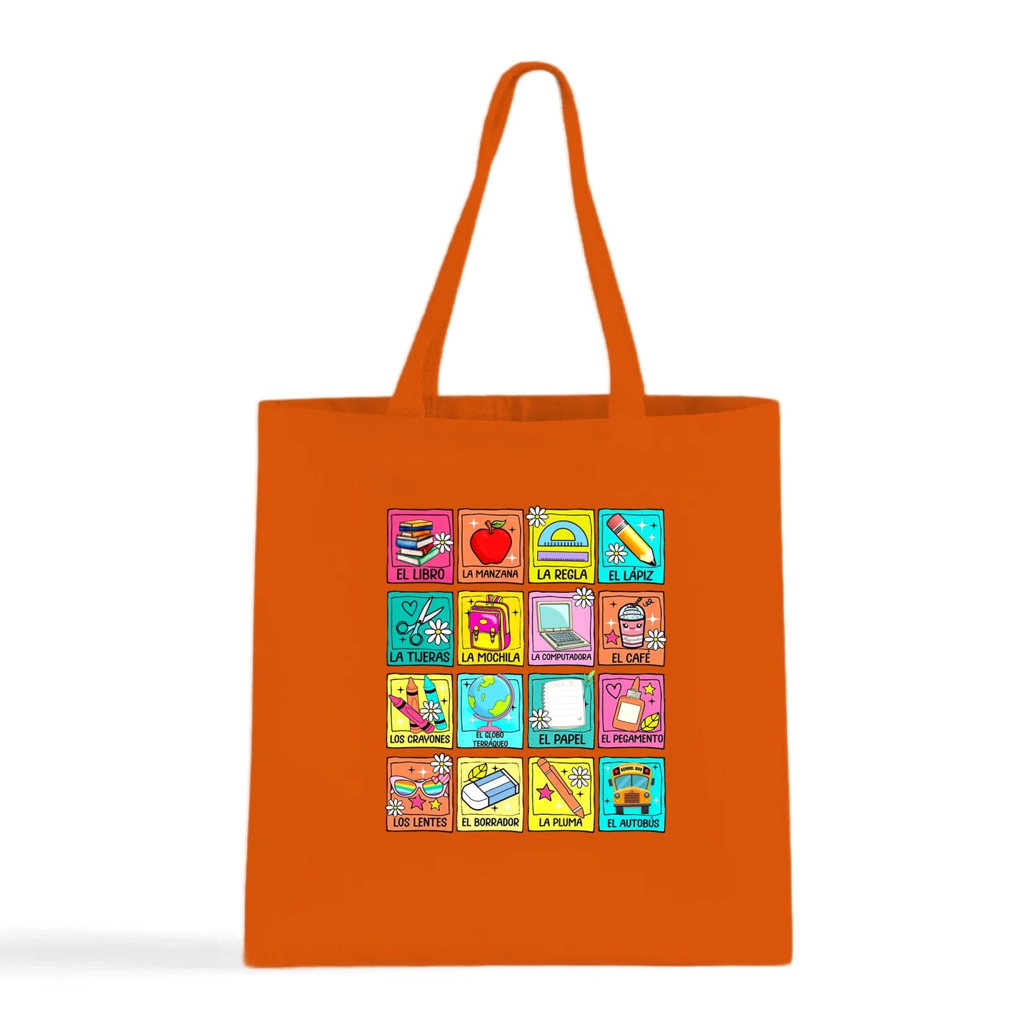Spanish School Words – Colorful Bilingual Tote Bag
