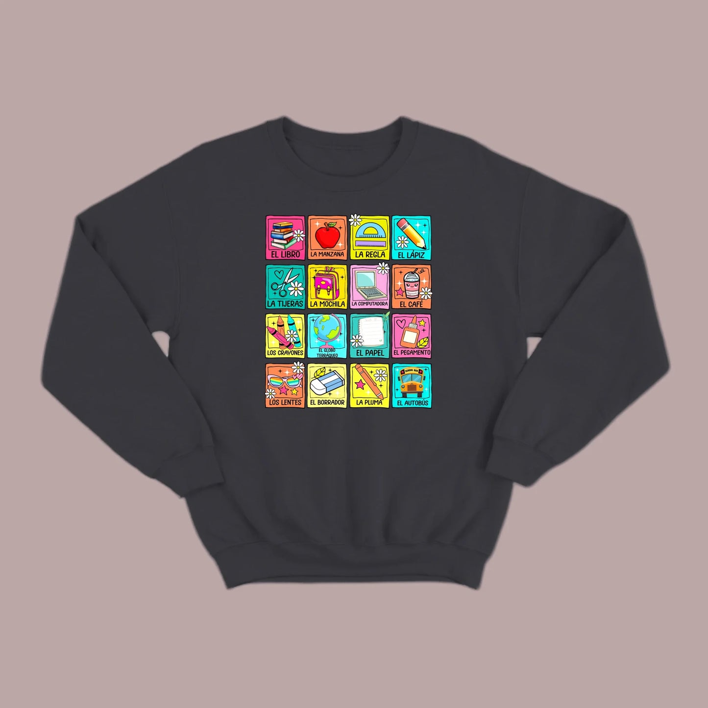 Spanish School Words – Colorful Bilingual Sweatshirt