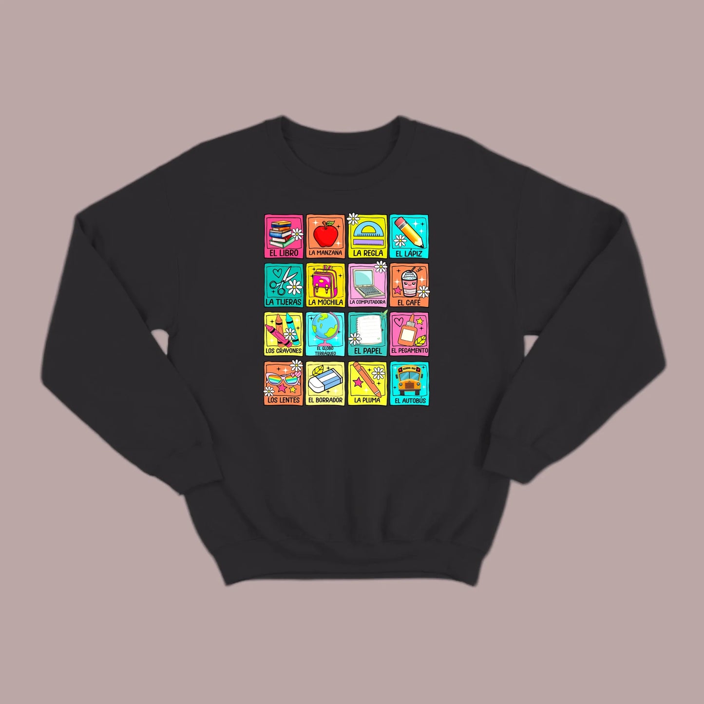 Spanish School Words – Colorful Bilingual Sweatshirt