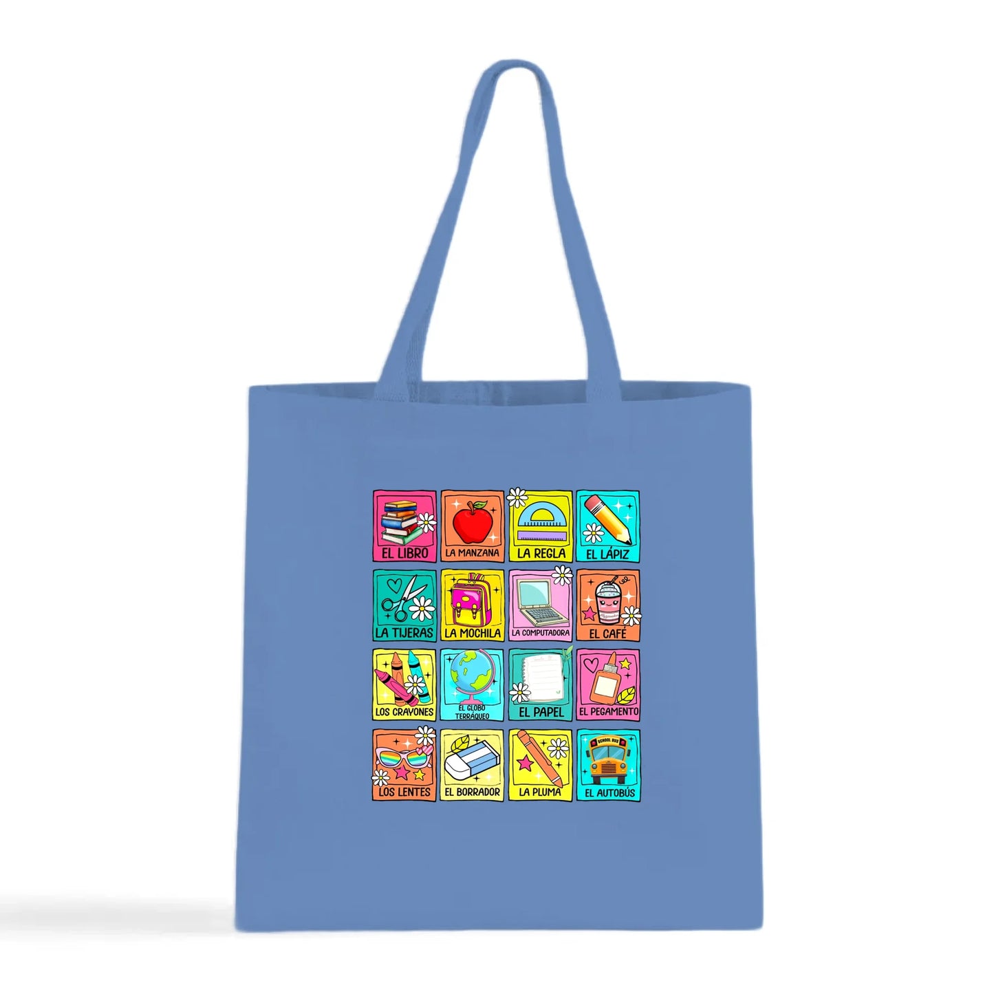 Spanish School Words – Colorful Bilingual Tote Bag