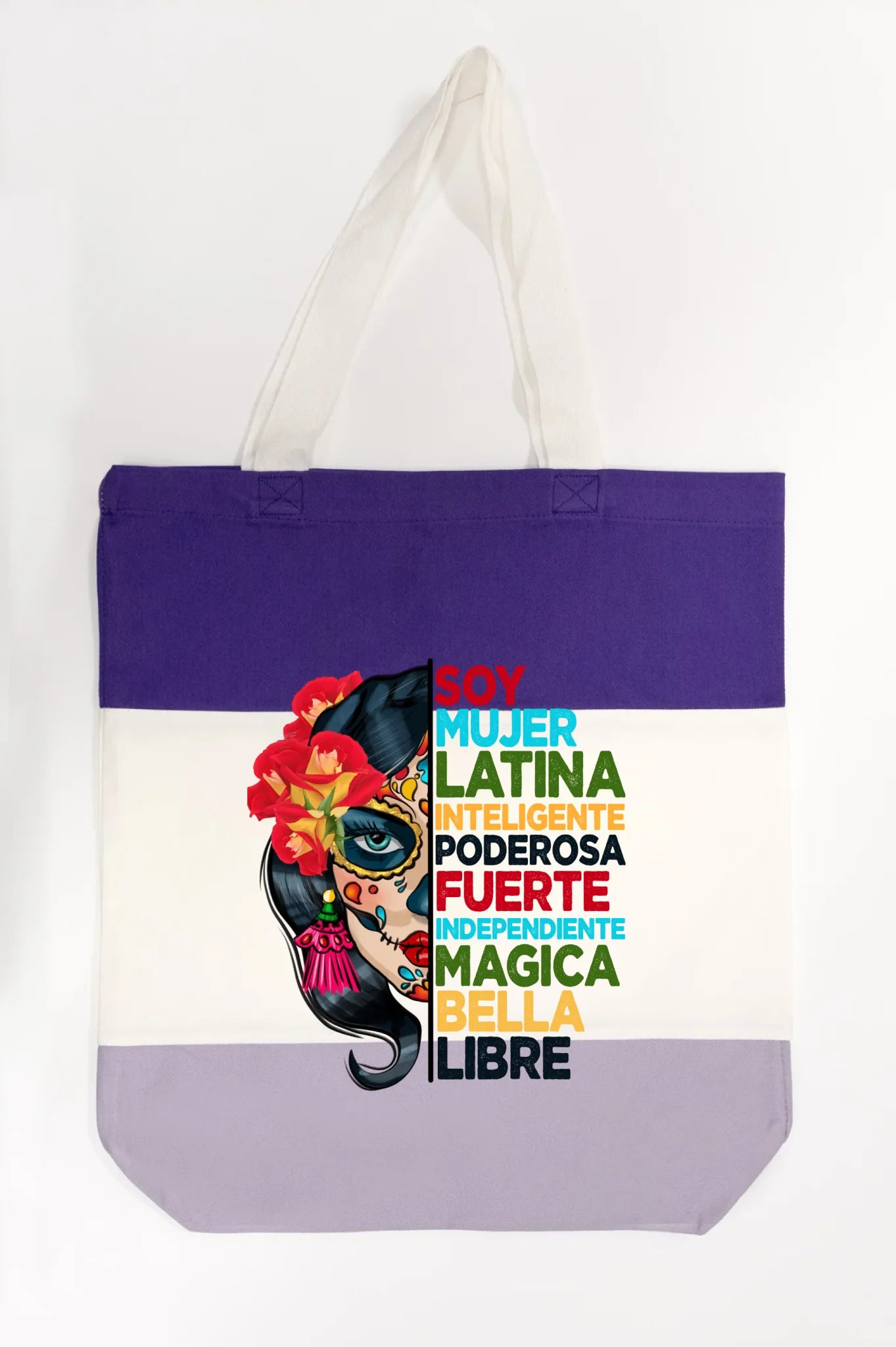 Soy Mujer Latina Empowerment Sugar Skull Tote Bag