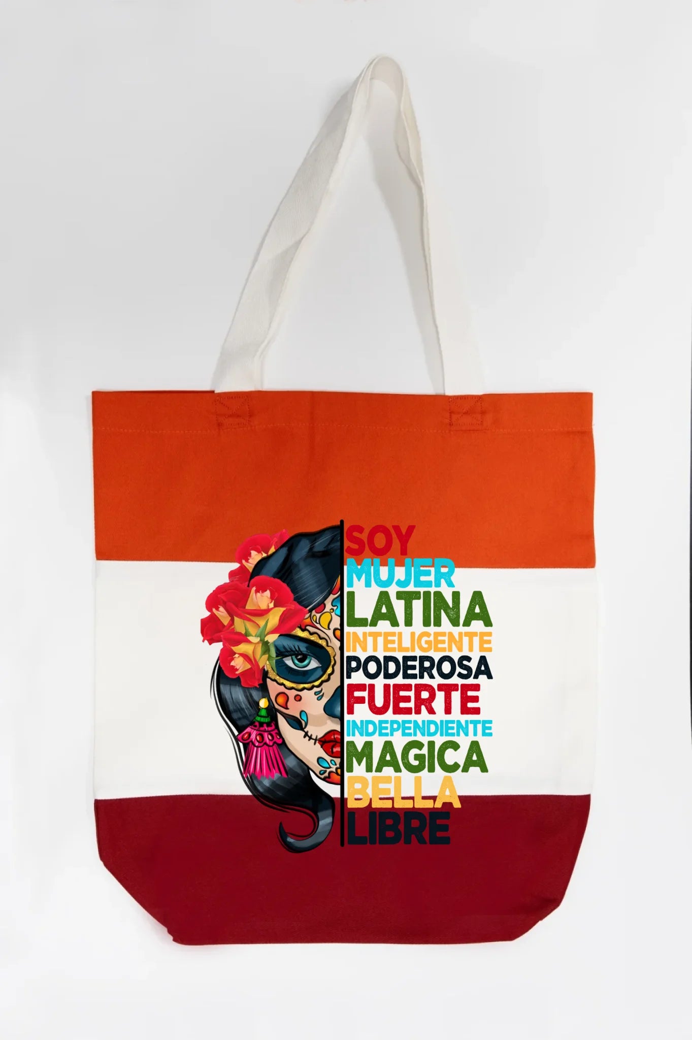 Soy Mujer Latina Empowerment Sugar Skull Tote Bag