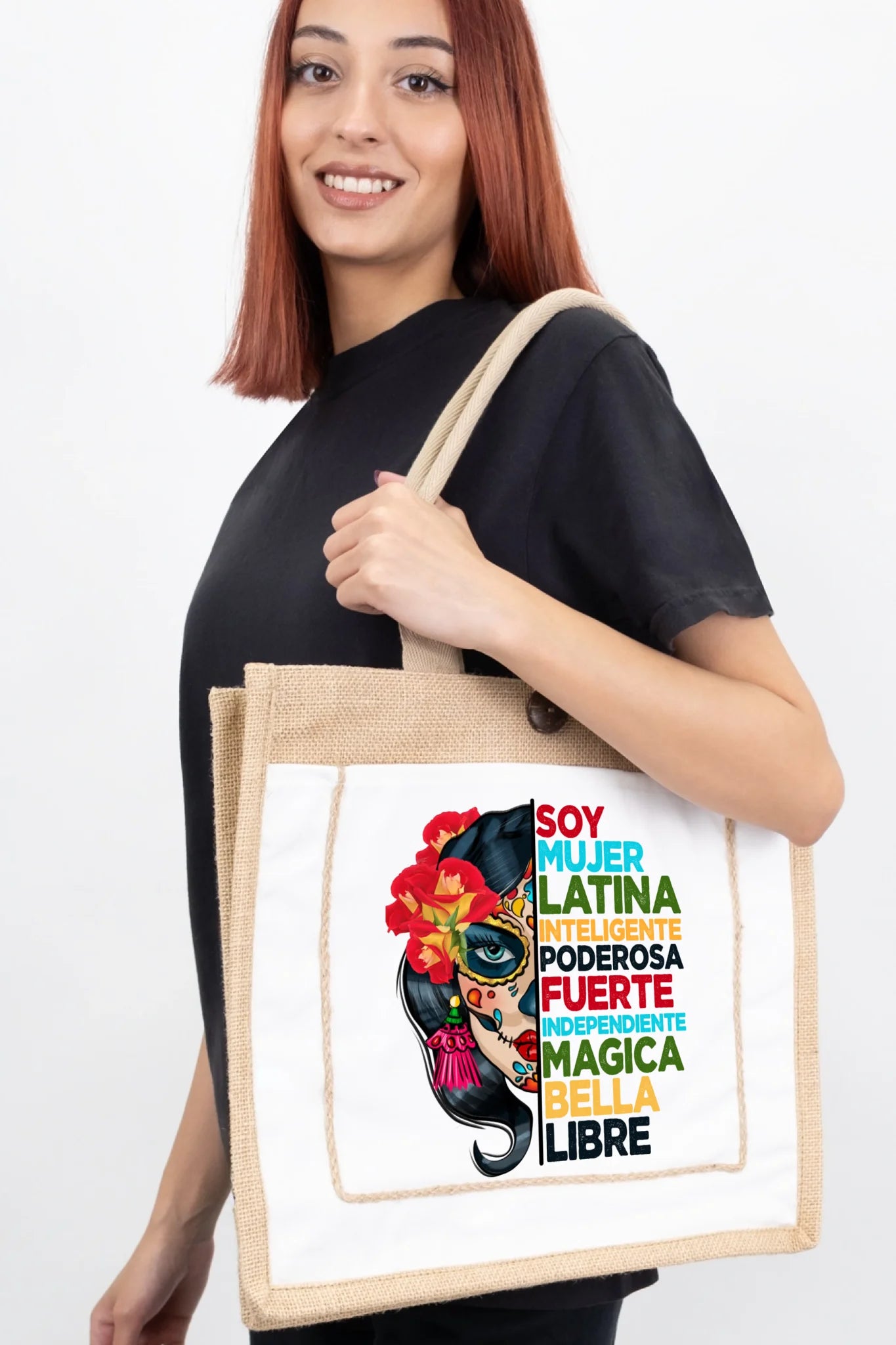 Soy Mujer Latina Empowerment Sugar Skull Tote Bag