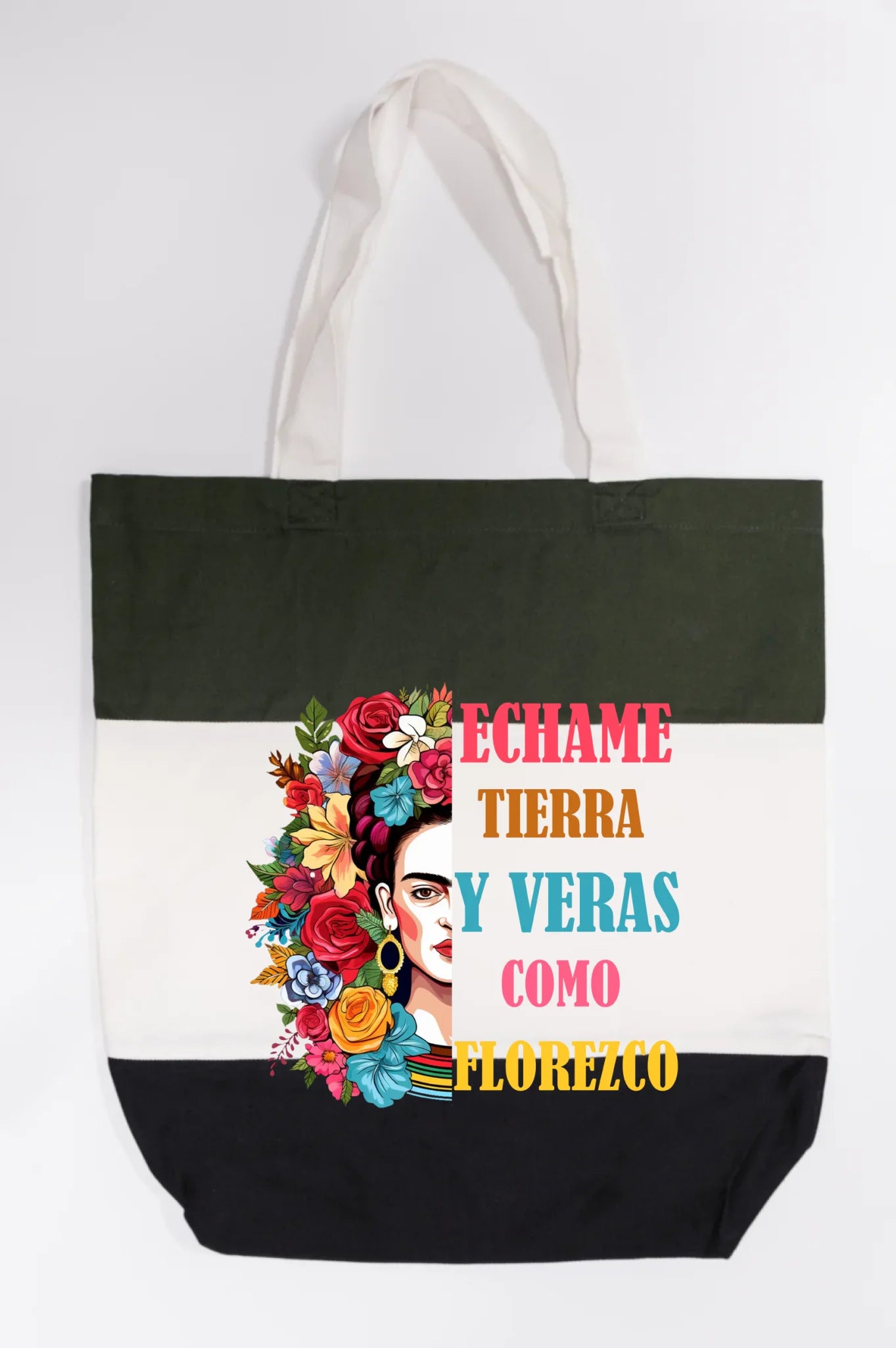 Échame Tierra y Verás Cómo Florezco Floral Portrait Tote Bag