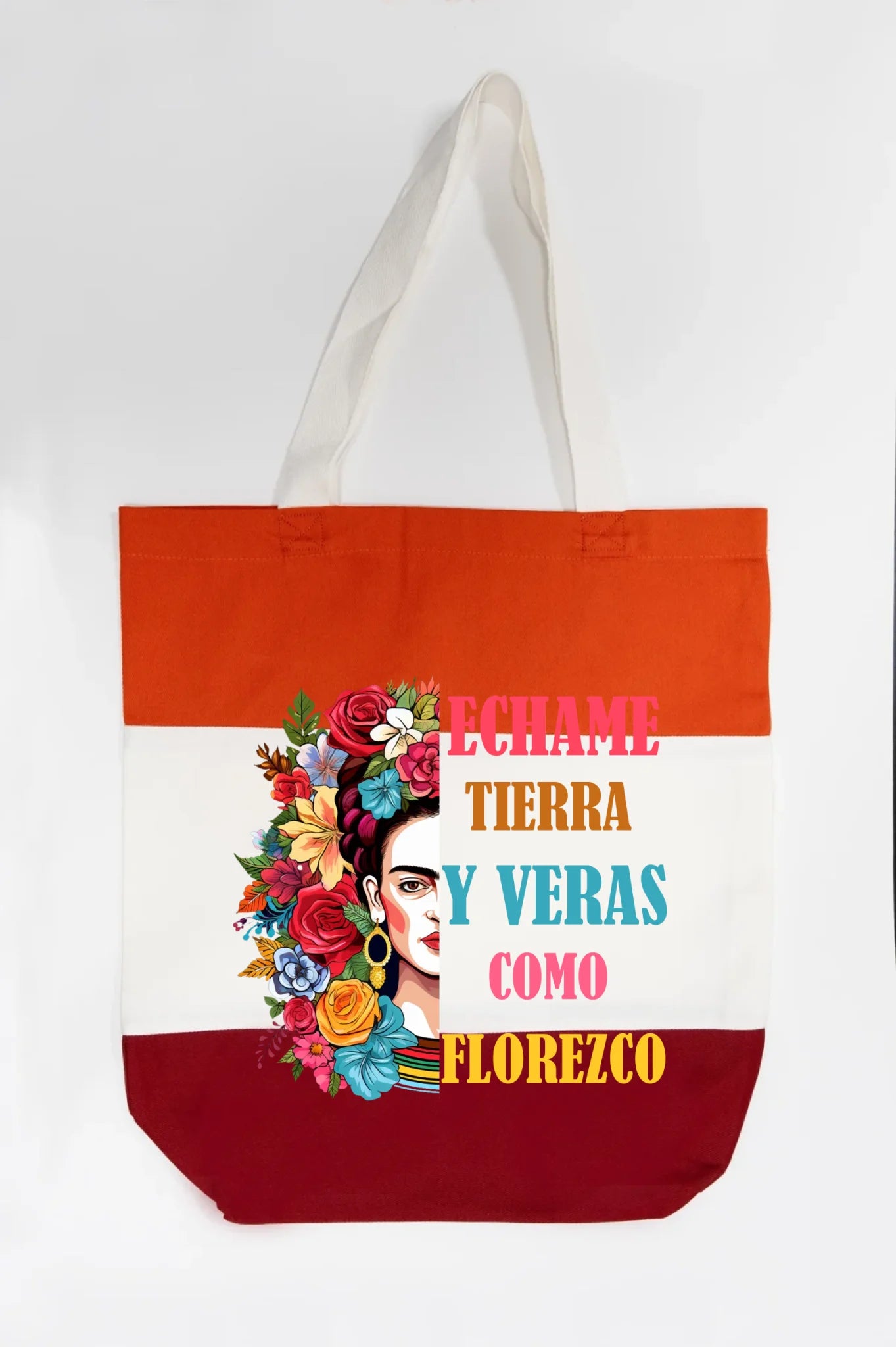 Échame Tierra y Verás Cómo Florezco Floral Portrait Tote Bag