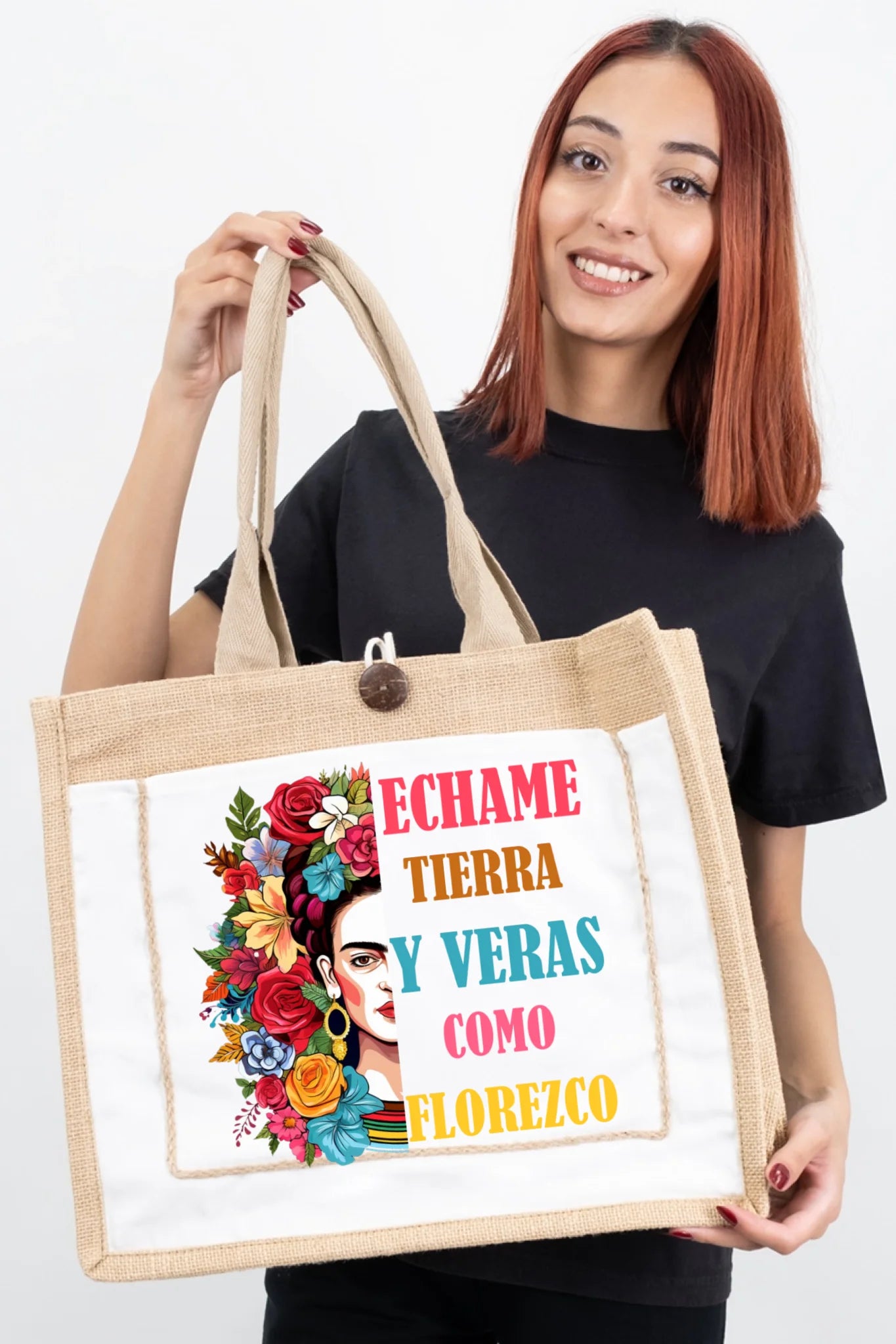 Échame Tierra y Verás Cómo Florezco Floral Portrait Tote Bag