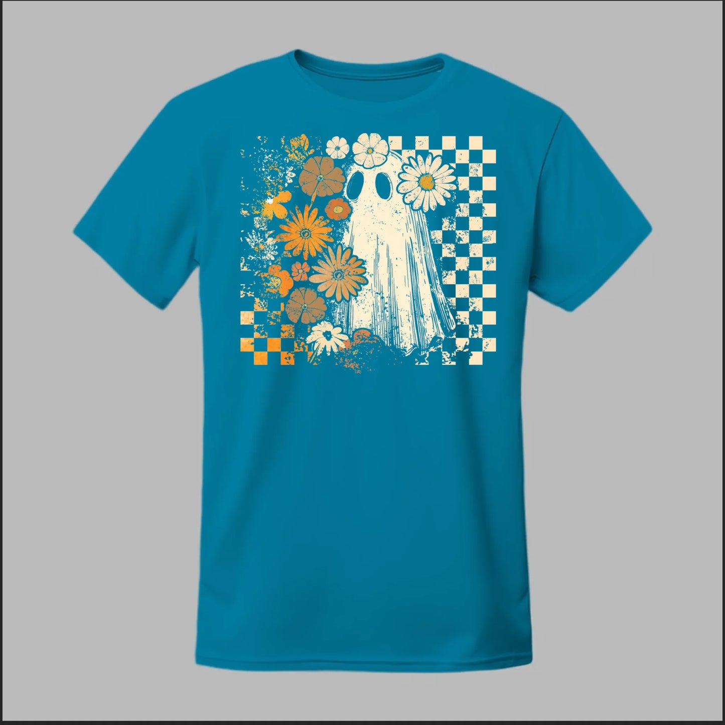 Groovy Ghost – Retro Floral Spirit Tee