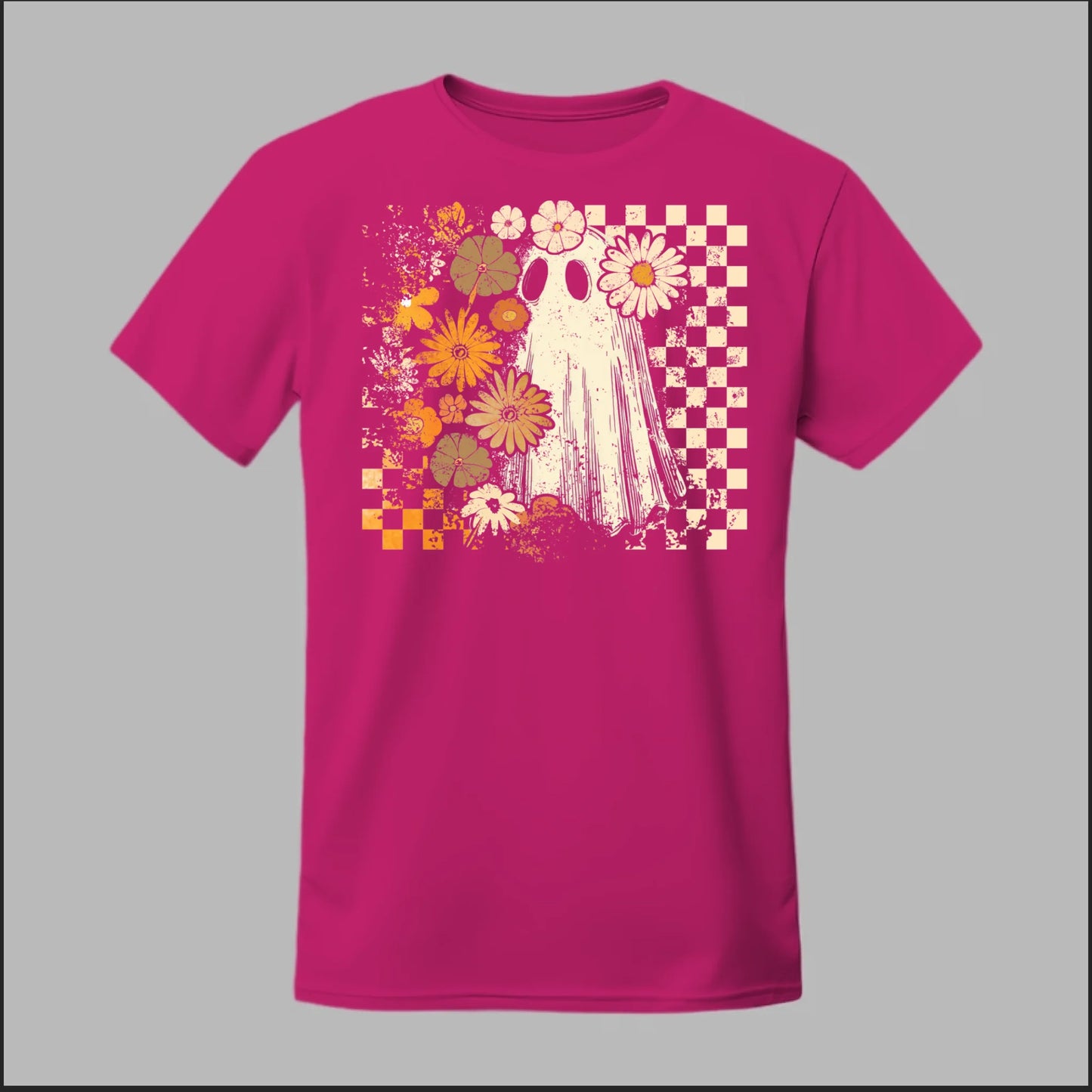 Groovy Ghost – Retro Floral Spirit Tee