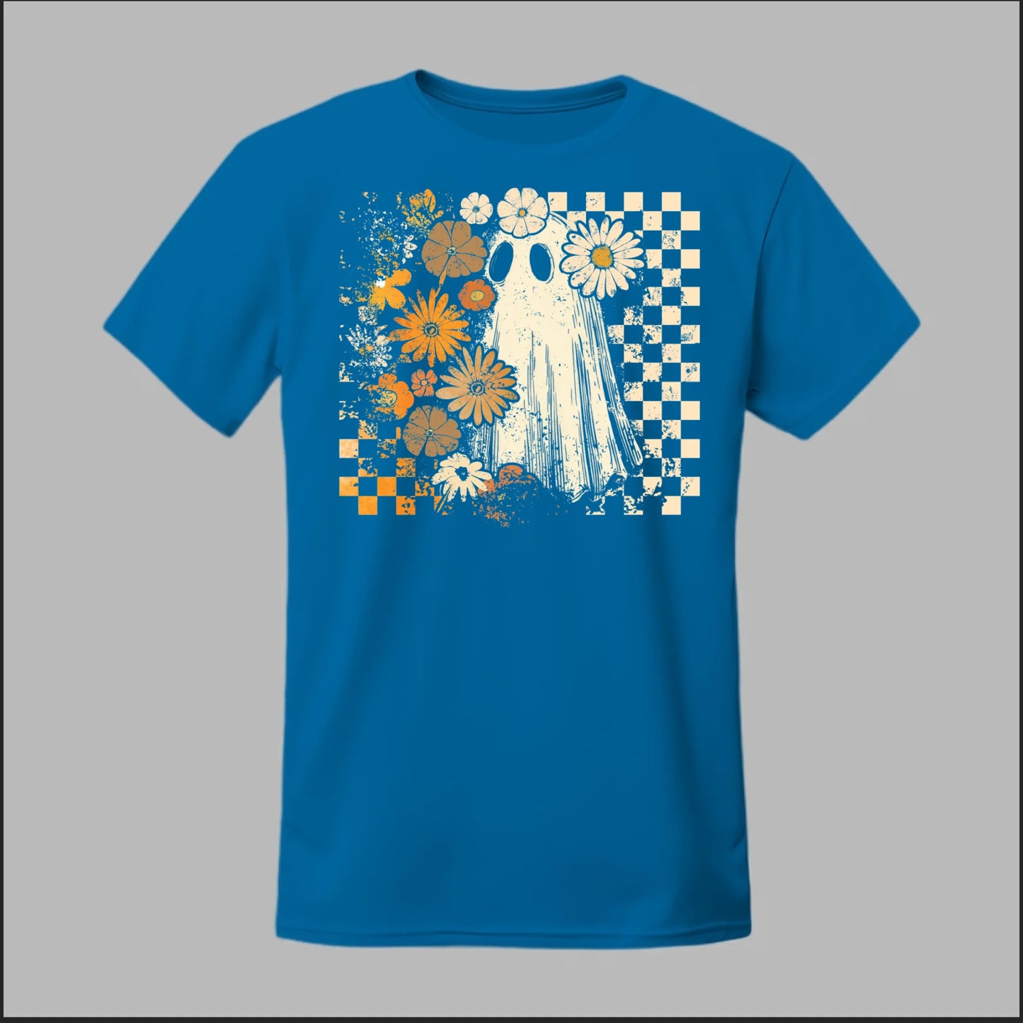 Groovy Ghost – Retro Floral Spirit Tee