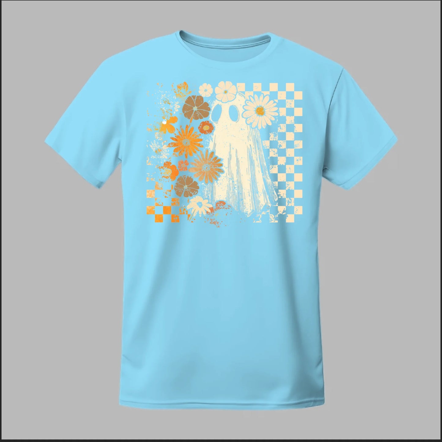 Groovy Ghost – Retro Floral Spirit Tee
