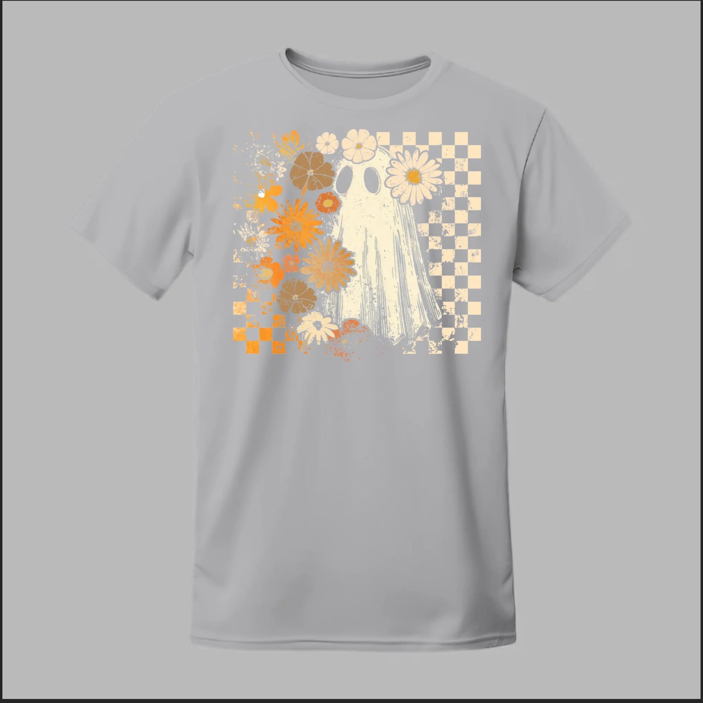 Groovy Ghost – Retro Floral Spirit Tee