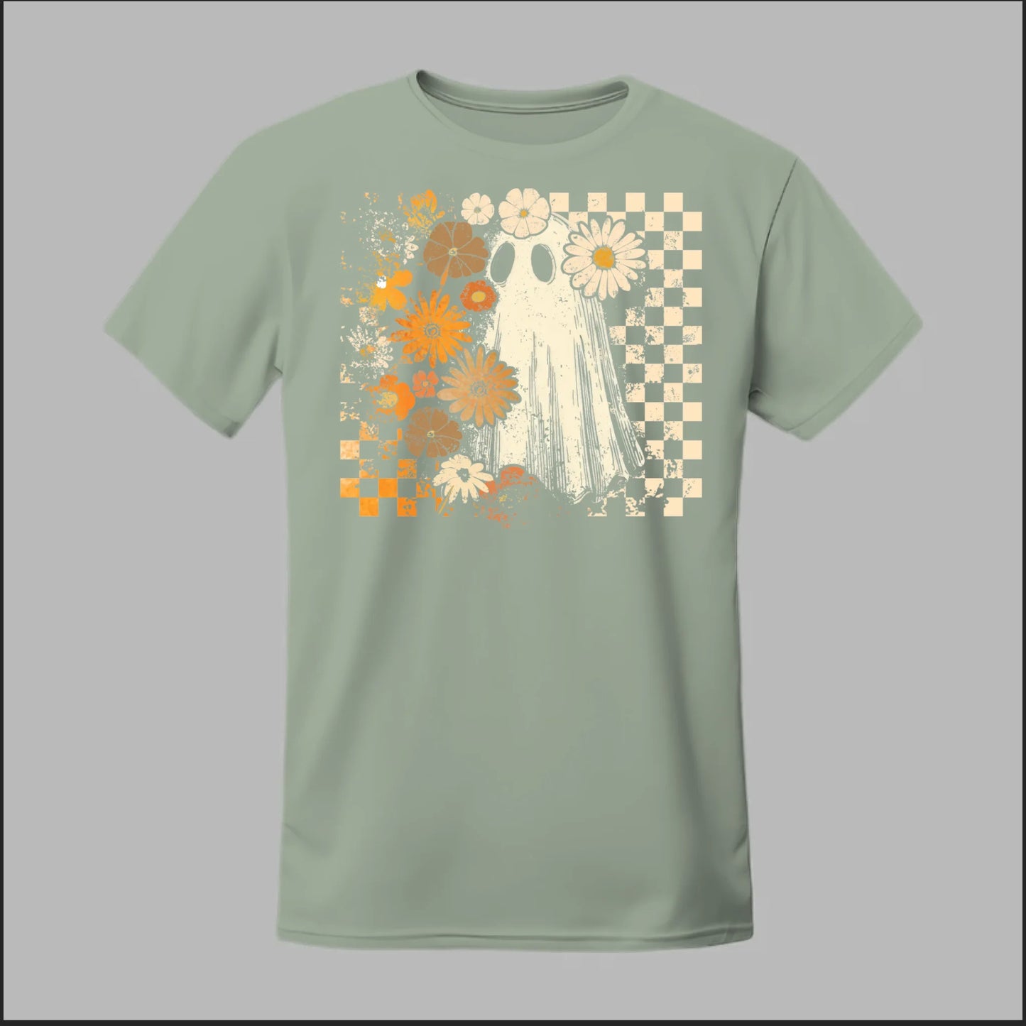 Groovy Ghost – Retro Floral Spirit Tee