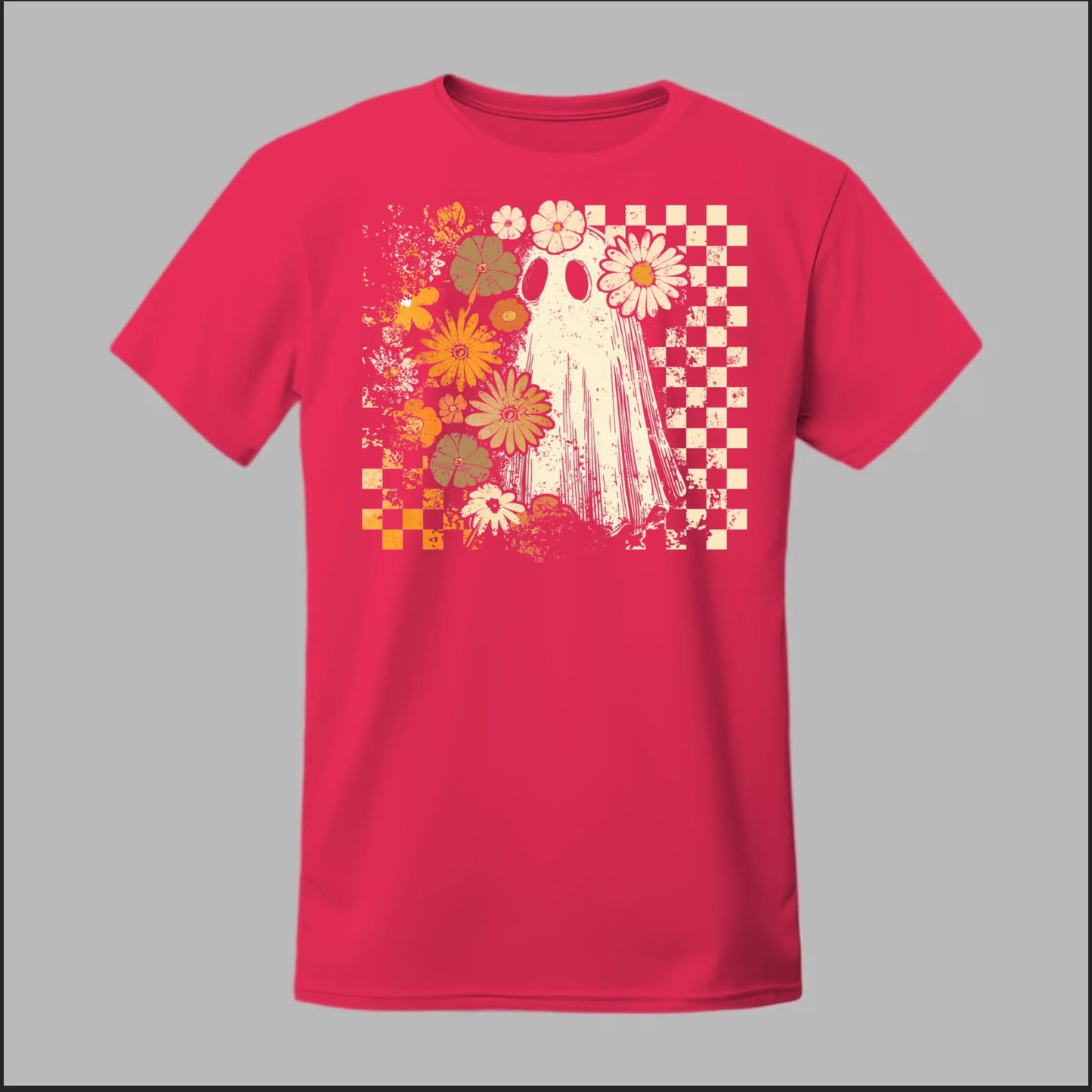 Groovy Ghost – Retro Floral Spirit Tee