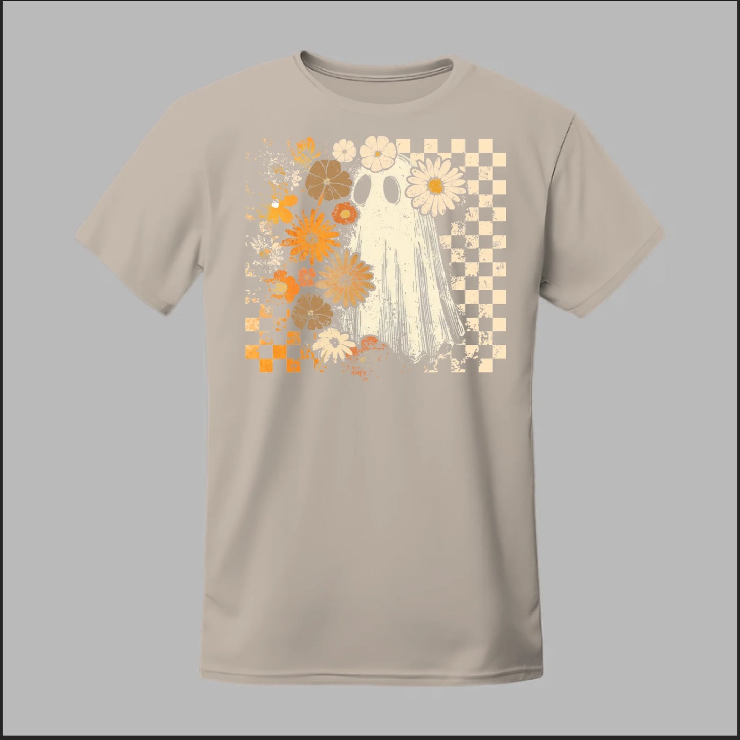 Groovy Ghost – Retro Floral Spirit Tee