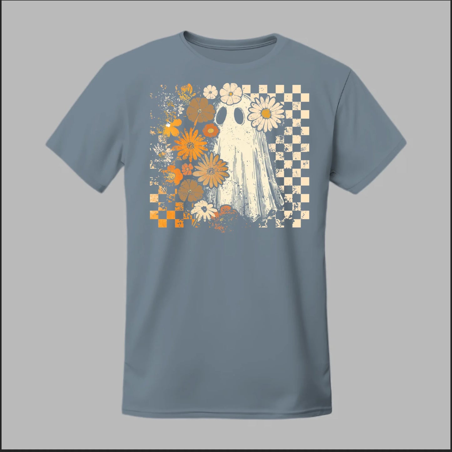 Groovy Ghost – Retro Floral Spirit Tee