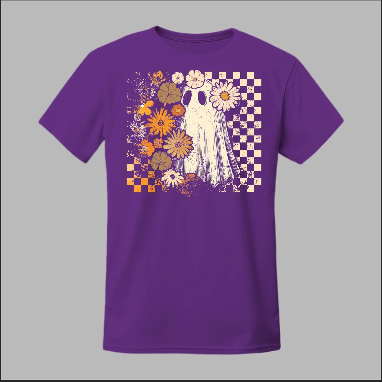 Groovy Ghost – Retro Floral Spirit Tee