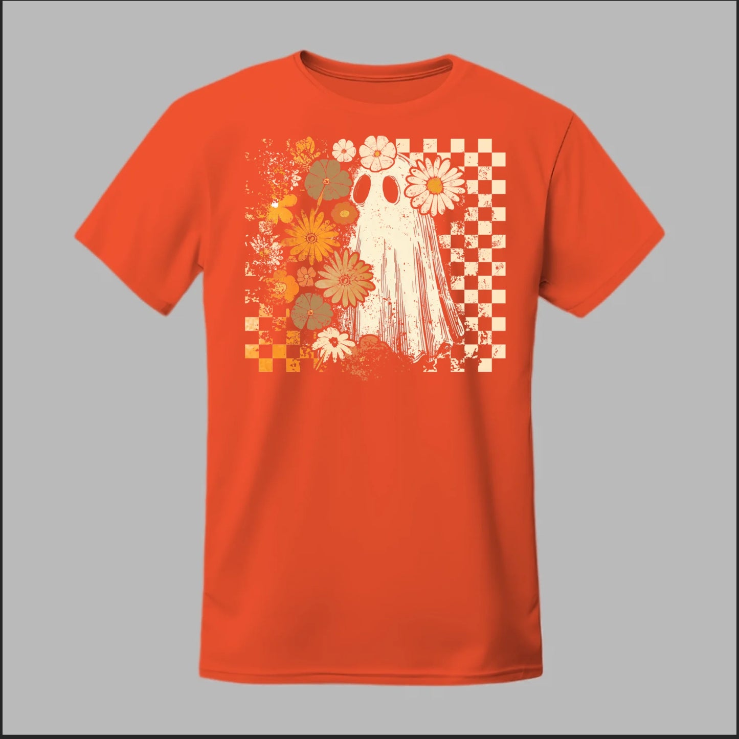 Groovy Ghost – Retro Floral Spirit Tee