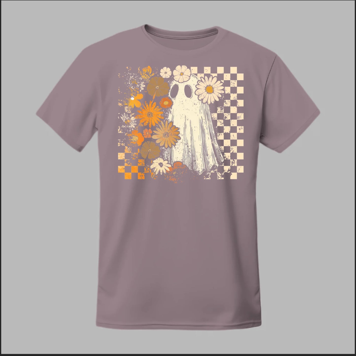 Groovy Ghost – Retro Floral Spirit Tee