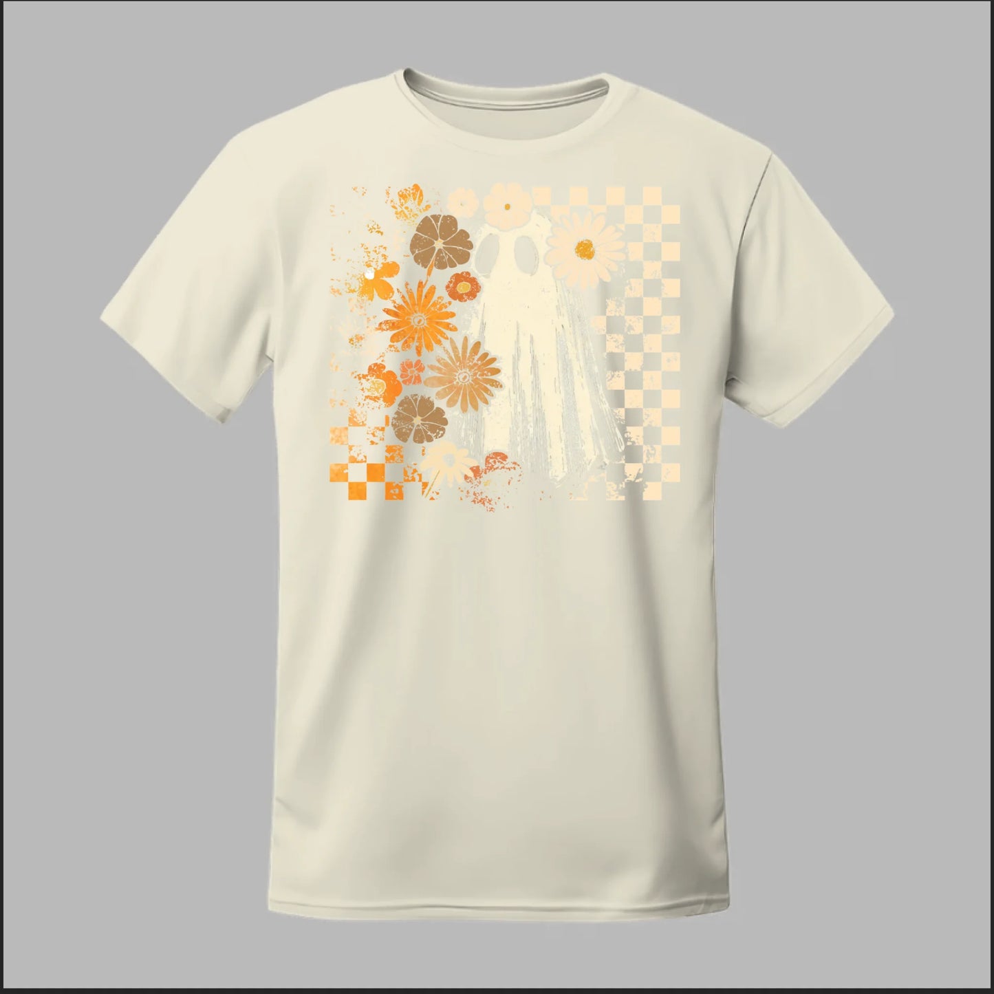 Groovy Ghost – Retro Floral Spirit Tee