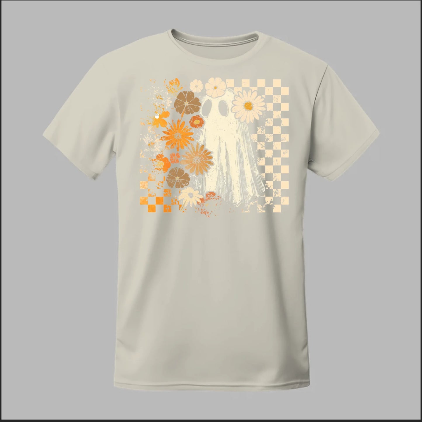 Groovy Ghost – Retro Floral Spirit Tee
