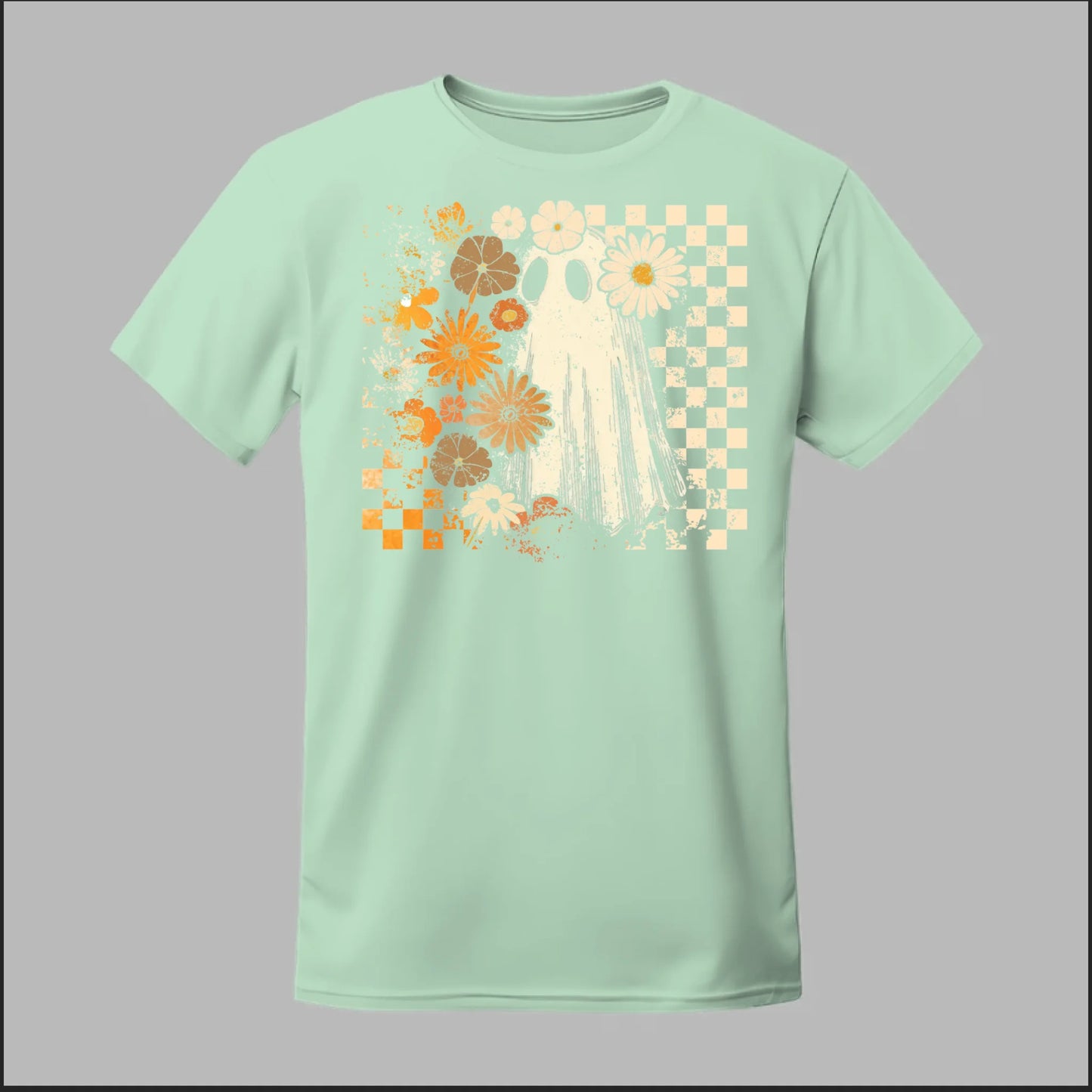 Groovy Ghost – Retro Floral Spirit Tee